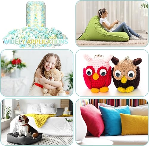 Miniatura 13 de Frienda Paquete de 4 bolsas de puf de 20 libras a granel, relleno de espuma viscoelástica triturada, relleno de animales de peluche para almohada,