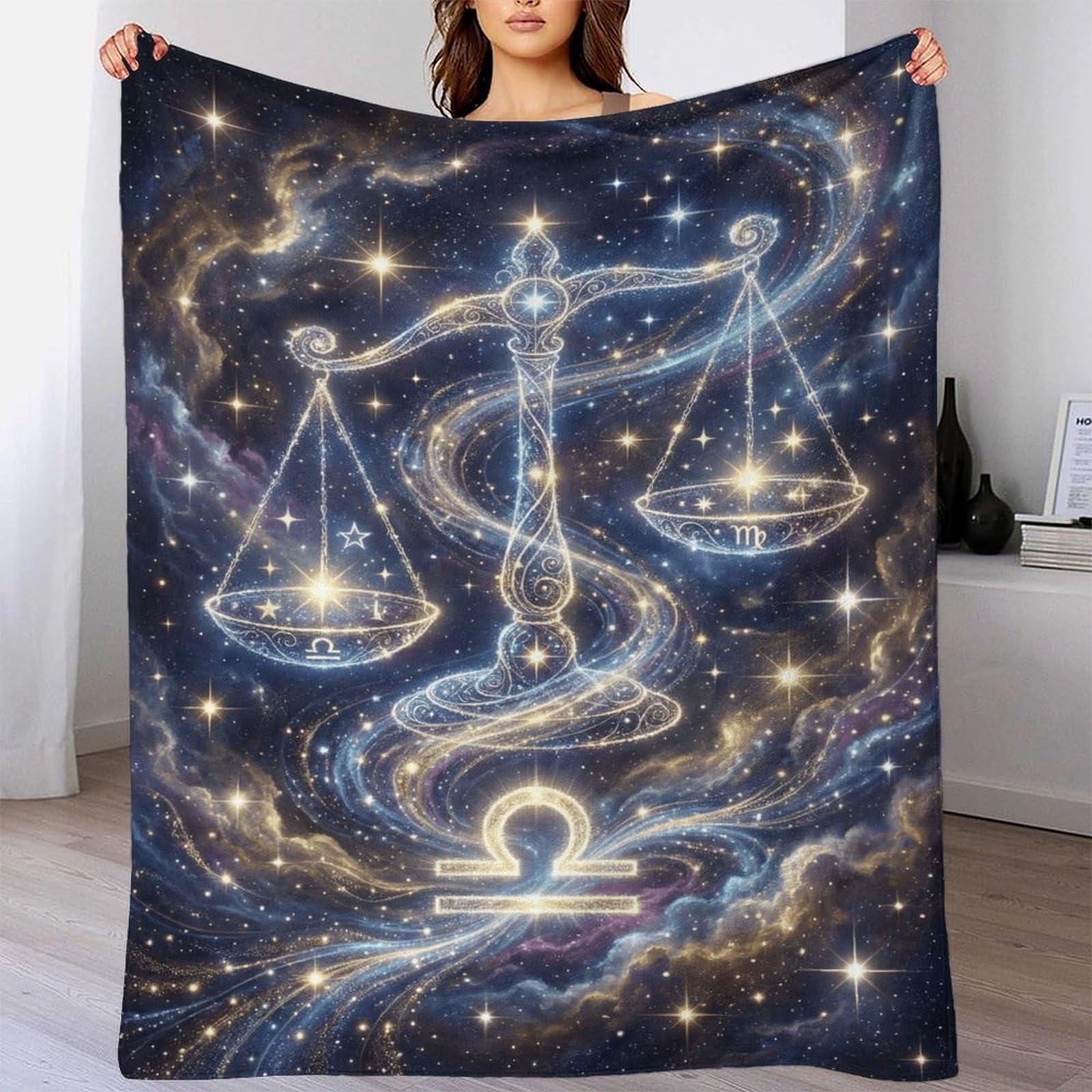 H3B8U2Y5 Libra Zodiac for for Flannel Throw Blanket, Car Travel Couch