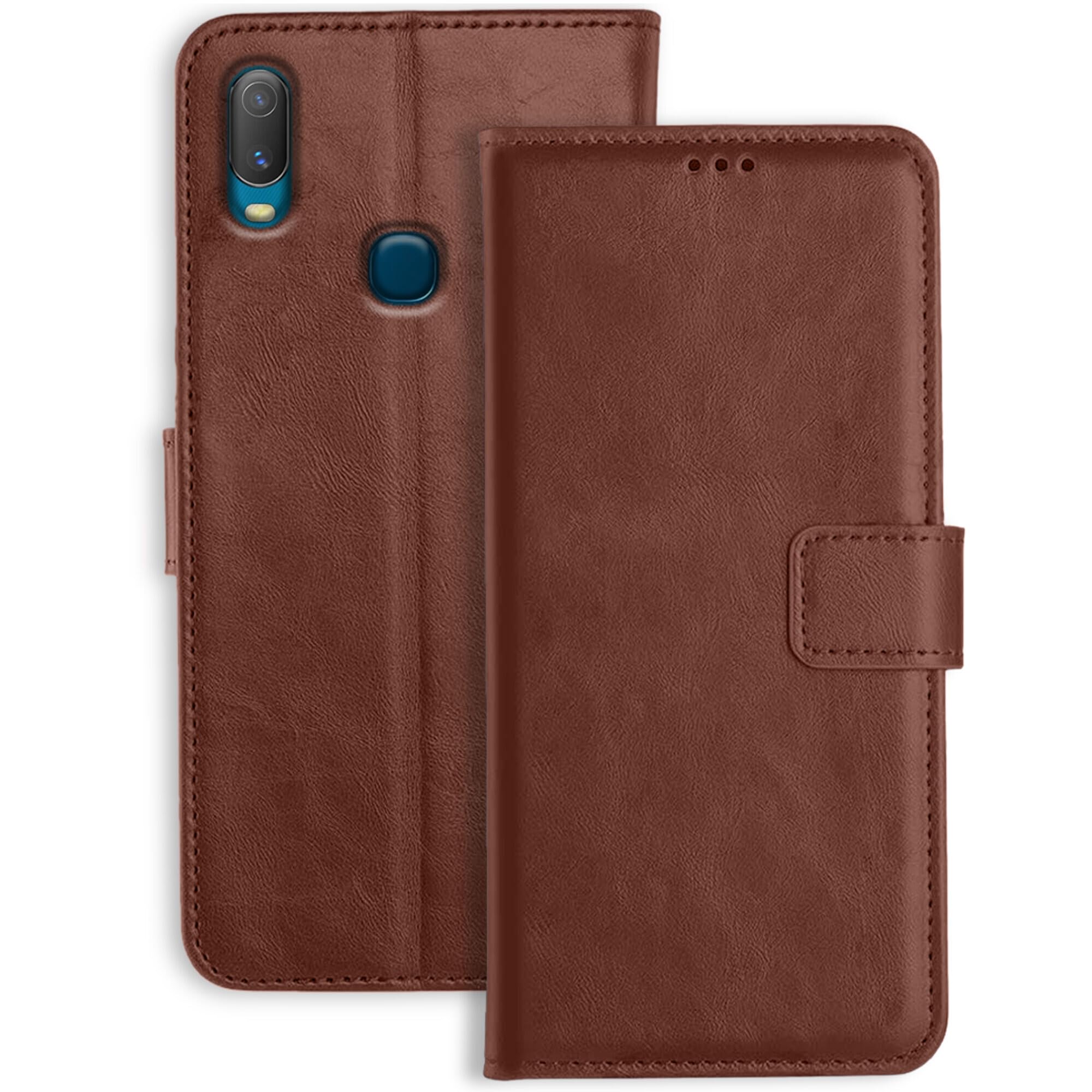 Accesorios Vivo Y11 Flip Back Cover Case | Inbuilt Stand & Pockets | Magnetic Shockproof Leather Wallet Style Flip Case for Vivo Y11 (Brown) (B0969J99LB) Amazon Price History, Amazon Price Tracker