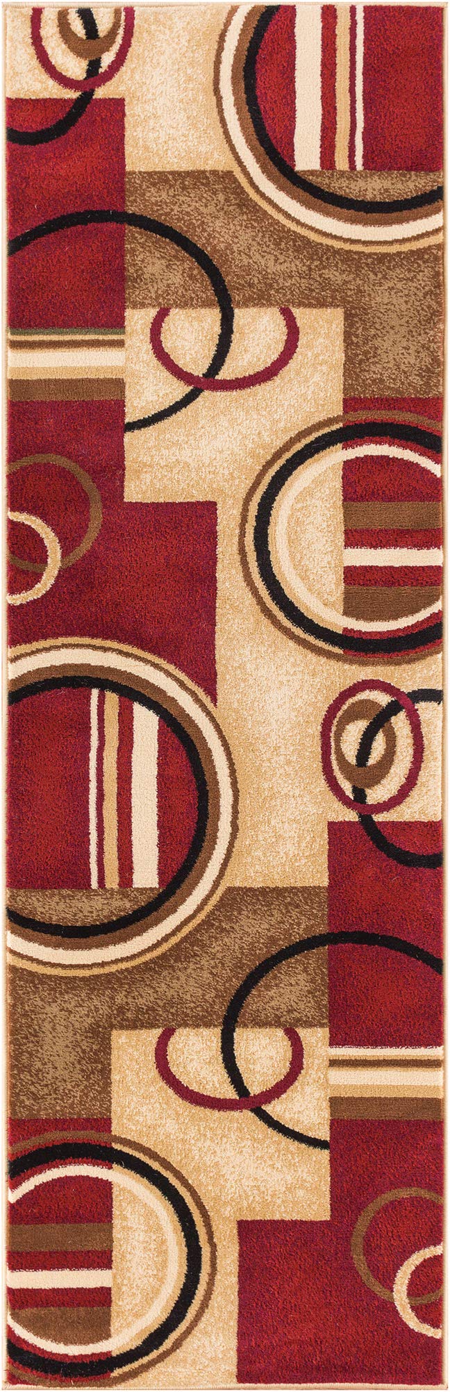 Well Woven (red, 0.6mx2.1mrunner) - Barclay Arcs & Shapes Modern Runner Rug