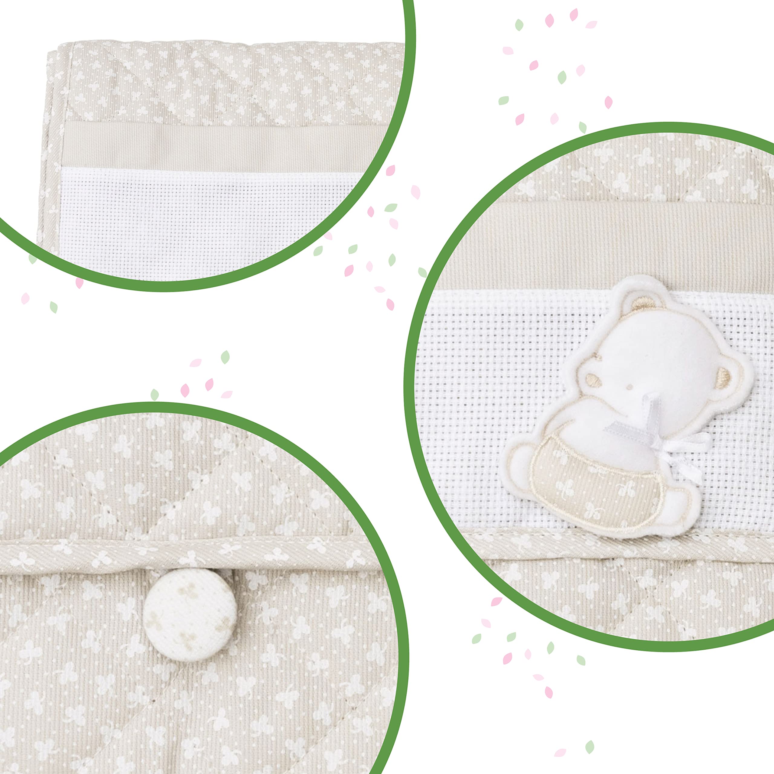 Bavoir Bords AIDA à Broder – Taille 30x34 Cm, 100% Coton Bio Menthe