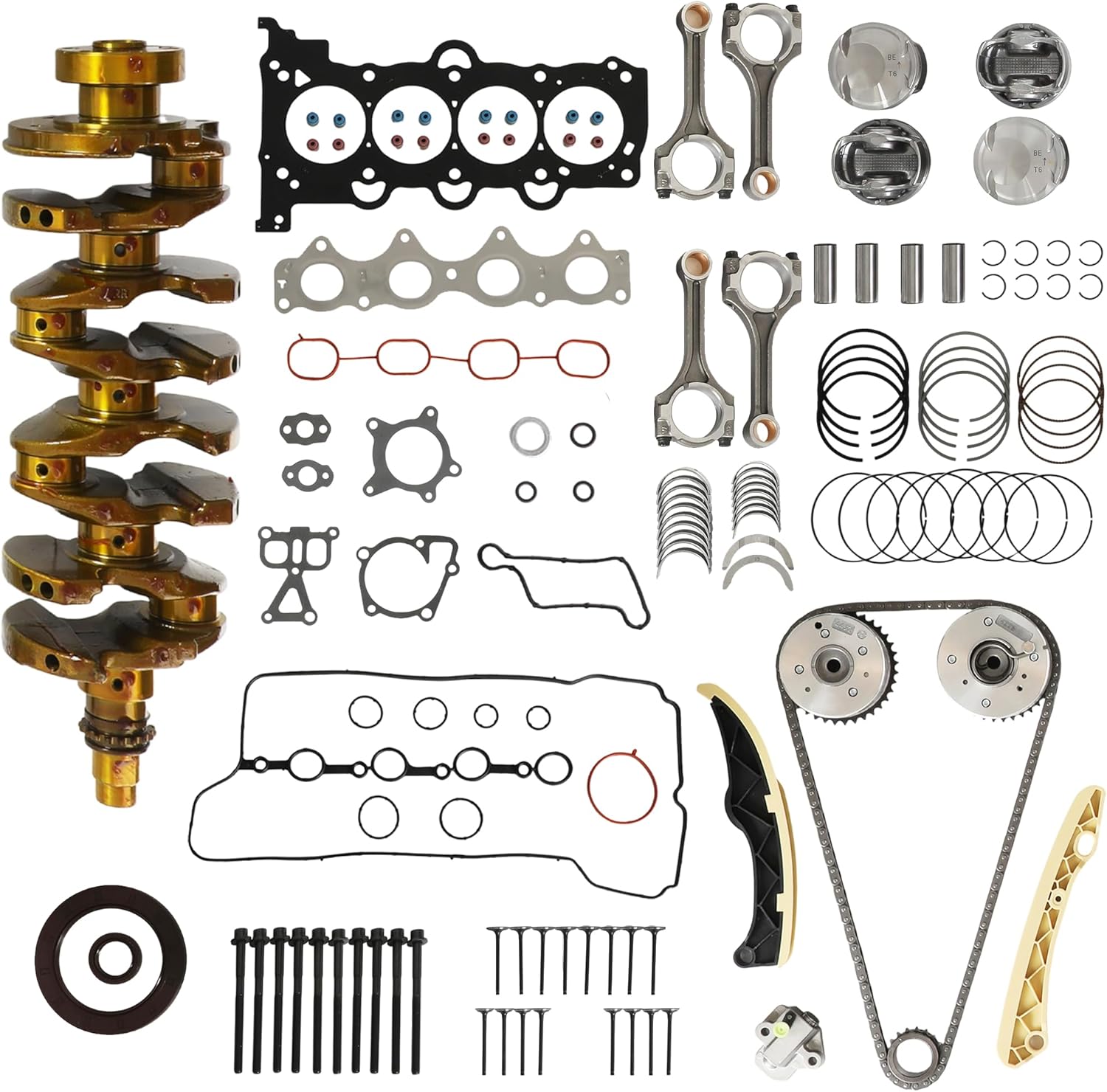 G4FJ 1.6 Engine Overhaul Rebuild Kit with Crankshaft Piston & Connecting Rods Timing Chain Kit Fit for Hyundai Kia 1.6L 2011-2021 Replace #20910-2BU06 21020-2B000