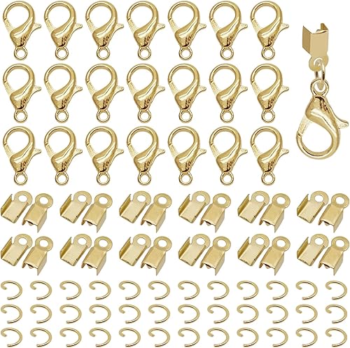 Miniatura 8 de Kit de 500 puntas de cable plegables para fabricación de joyas incluye 100 cierres de pinza de langosta 200 anillos de salto abiertos 200 extremos