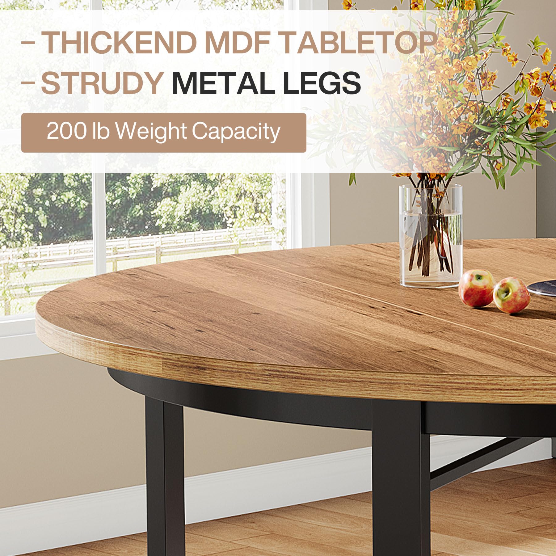 Zwarte ronde eiken eettafel 150 cm