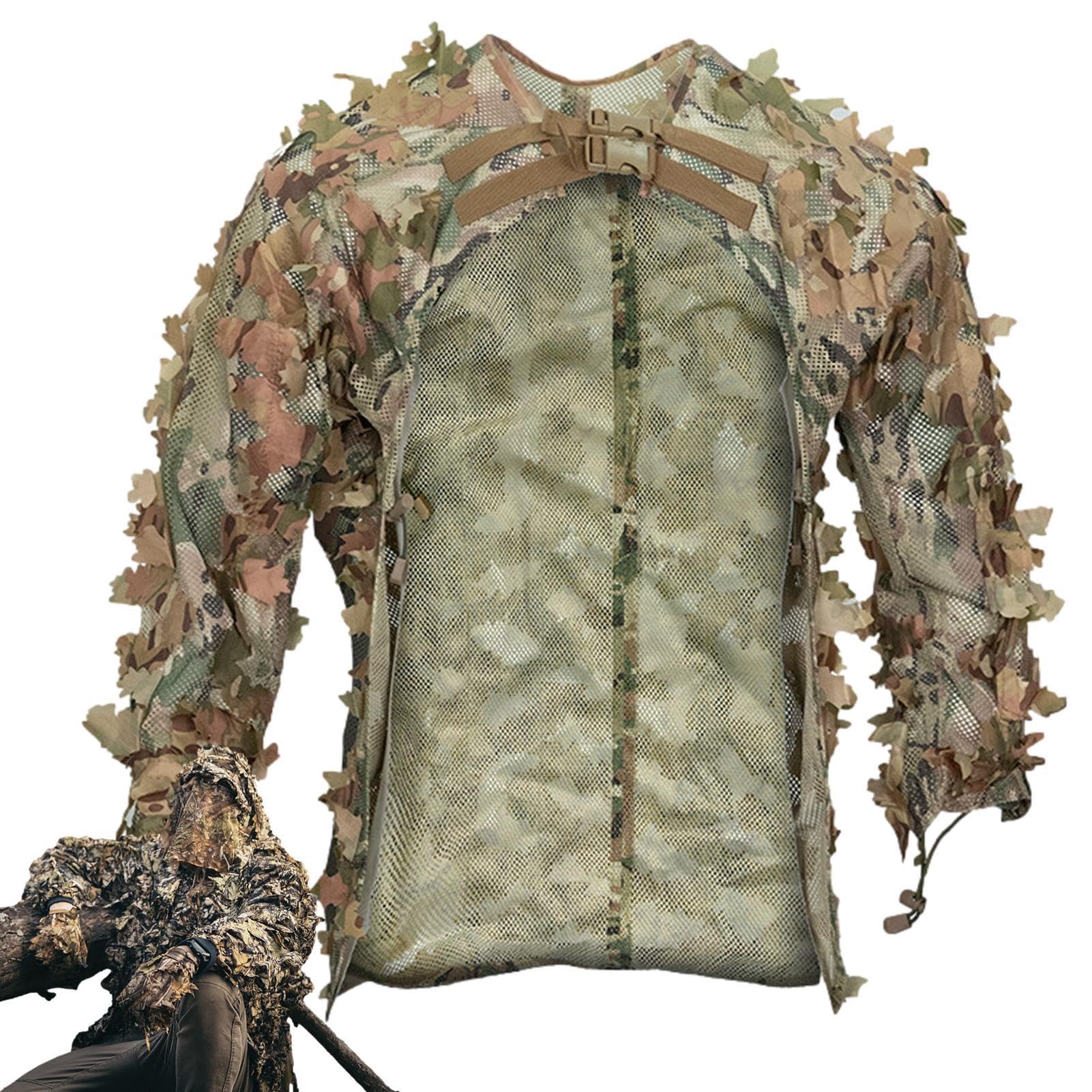 Ghillie Suit - Tuta da Cacciatore Traspirante, Abbigliamento da Caccia Mimetico | Abbigliamento da Caccia Mimetico per Attrezzatura da Paintball, Abbigliamento Mimetico da Caccia nei boschi per fot