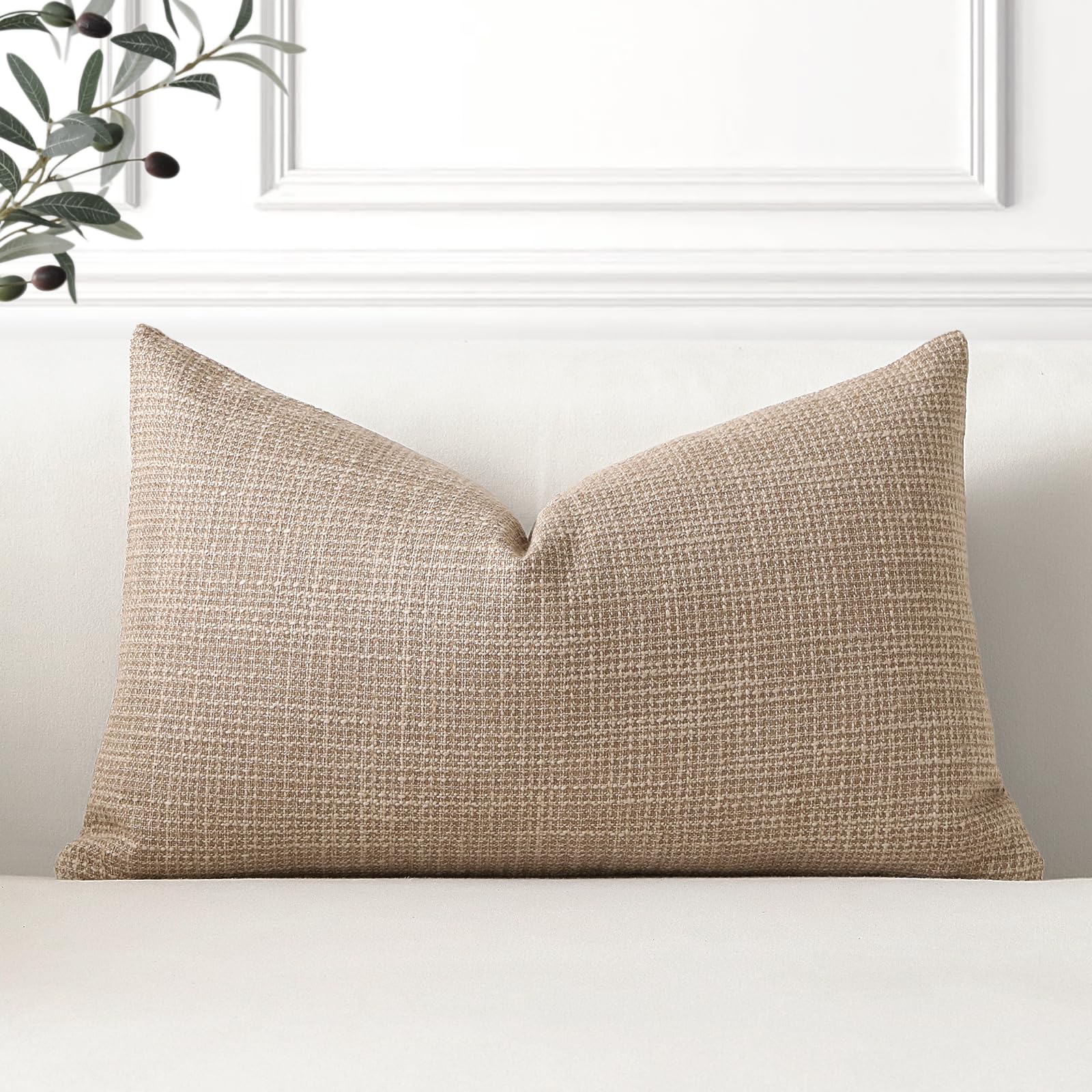 Artscope Linen Cushion Covers Set of 1 Decorative Lumbar Pillowcase Pillow Cover 12x20 Inch for Home Decor Sofa Bedroom Car 30x50cm Light Coffee