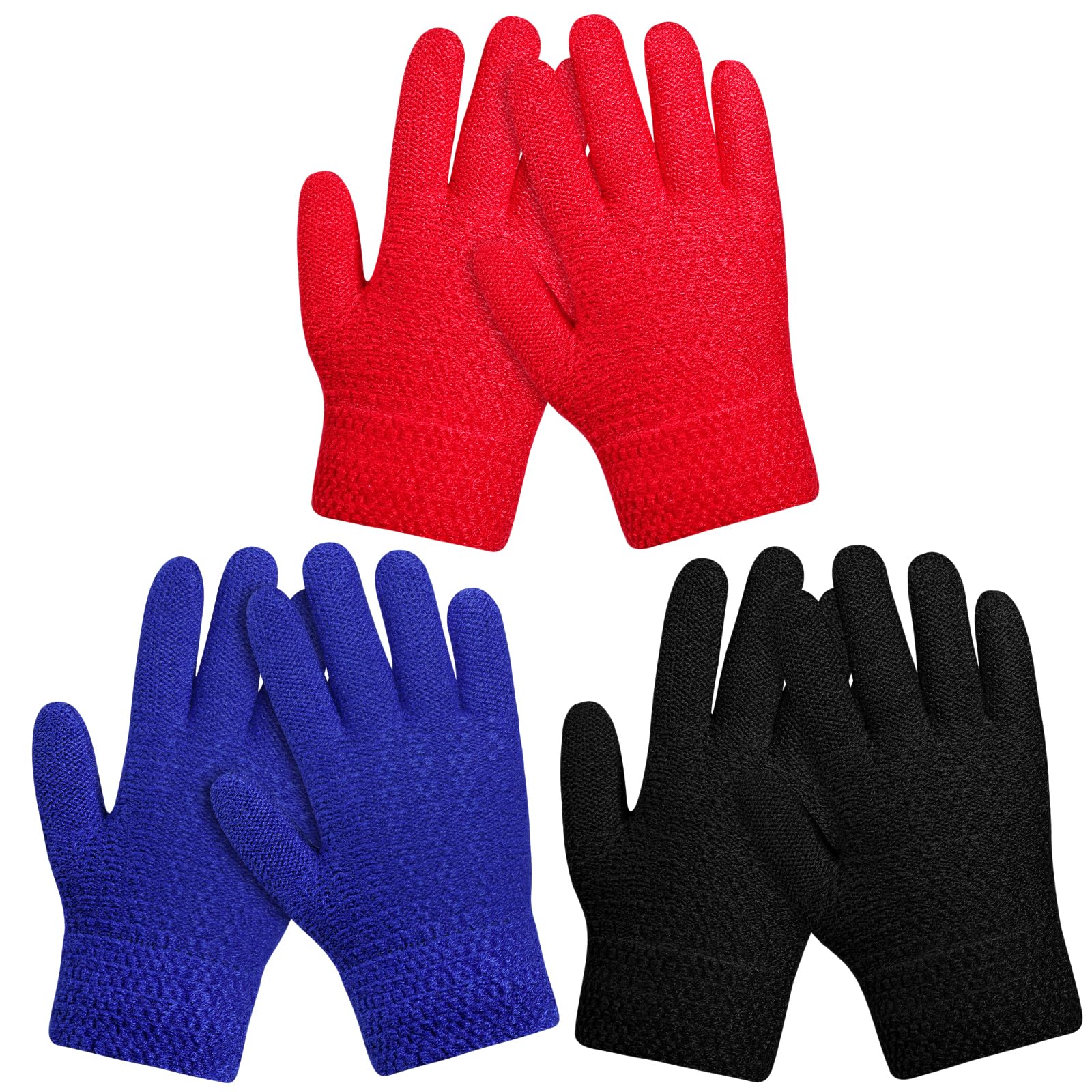 ONESING Kids Knit Gloves - Stretchy Gloves for Boys Girls Winter, Solid Finger Gloves for Children