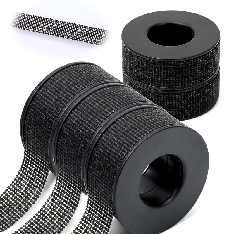 Fita de gel de silicone MERETON para extensões de cílios preta, pacote com 5 rolos