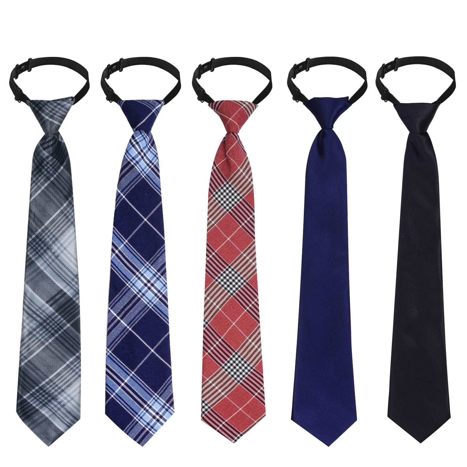 Sucrain 5 corbatas preatadas para el cuello ajustables para boda, graduación, escuela, cosplay, uniformes