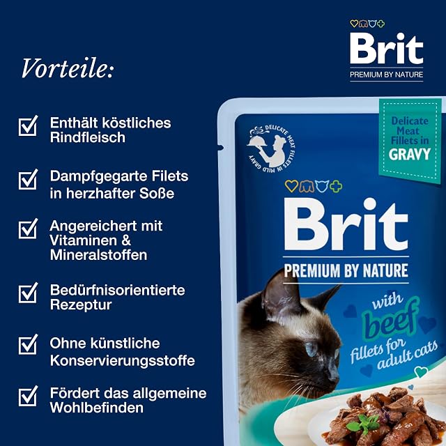 Foto 3 de 8 de Brit Comida húmeda Premium para Gatos, filetes delicados en Salsa de Vacuno
