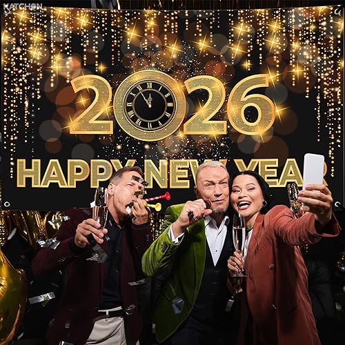 Miniatura 5 de Katchon, Xtralarge - Cartel de feliz año nuevo – 72 x 44 pulgadas | Cartel de feliz año nuevo 2026 para decoraciones de Año Nuevo 2026 | Telón de