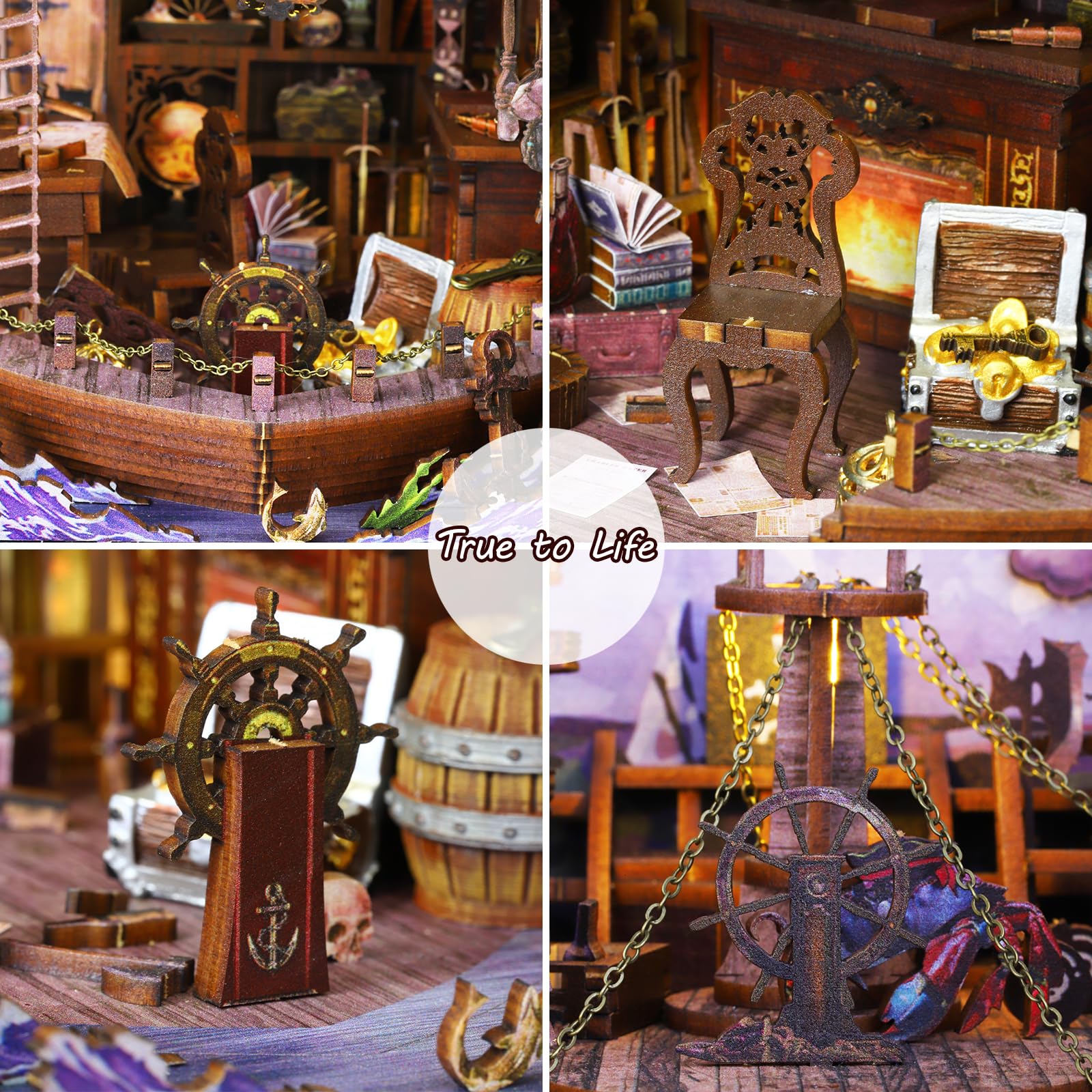 Diy Miniature Dollhouse Kit Quanquer Kit DIY Book Nook _DIY Casas De Muñecas En Miniatura Casa Kit Con Muebles Y Luz LED, Puzzle 3D Sujetalibros De Madera Maqueta Kits De Construcción Para