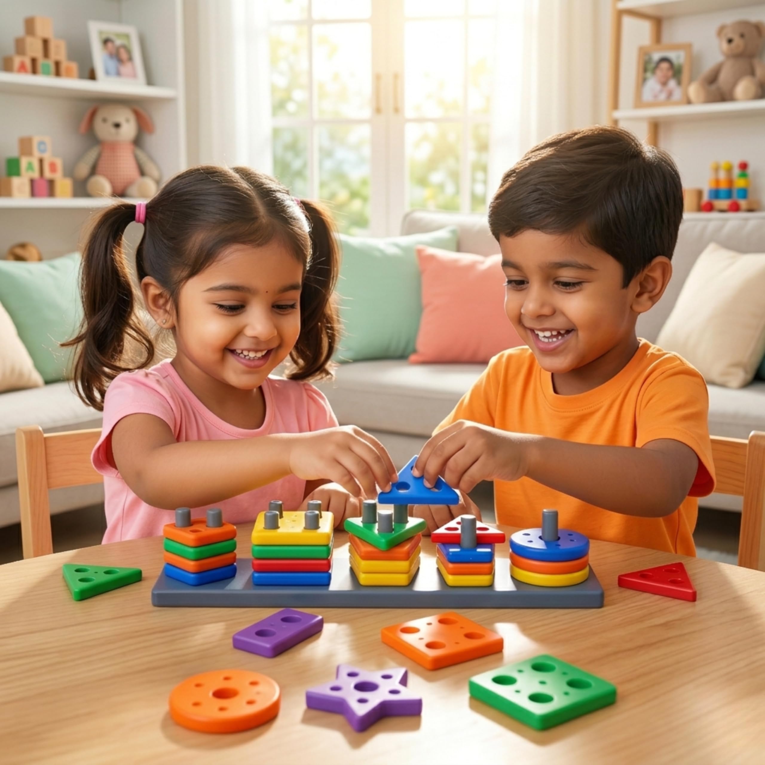 Kids Mandi® Geometric Shape Sorter – Montessori Learning Toy for Toddlers – Color Recognition & Stacking Blocks for Fine Motor Skills – Educational STEM Toy for 1, 2, and 3 Year Old Boys & Girls-image-13