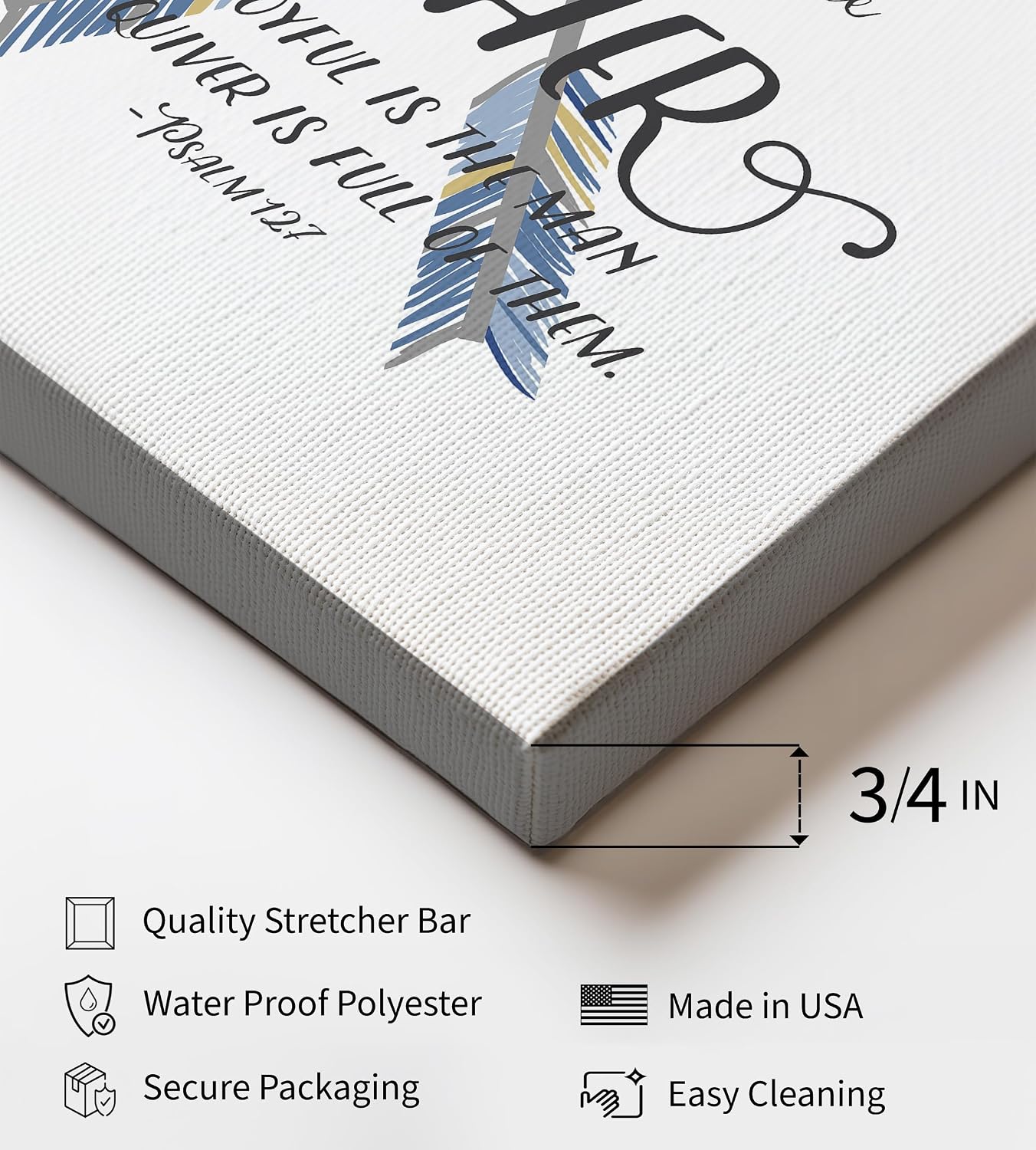 Poster Master Like Arrows in The Hand of The Archer Canvas - Bible Verse Print - Scripture Art - Gift for Men & Women - Inspiring Wall Decor for Nursery or Kid's Room - 8x10 STRETCHED Canvas