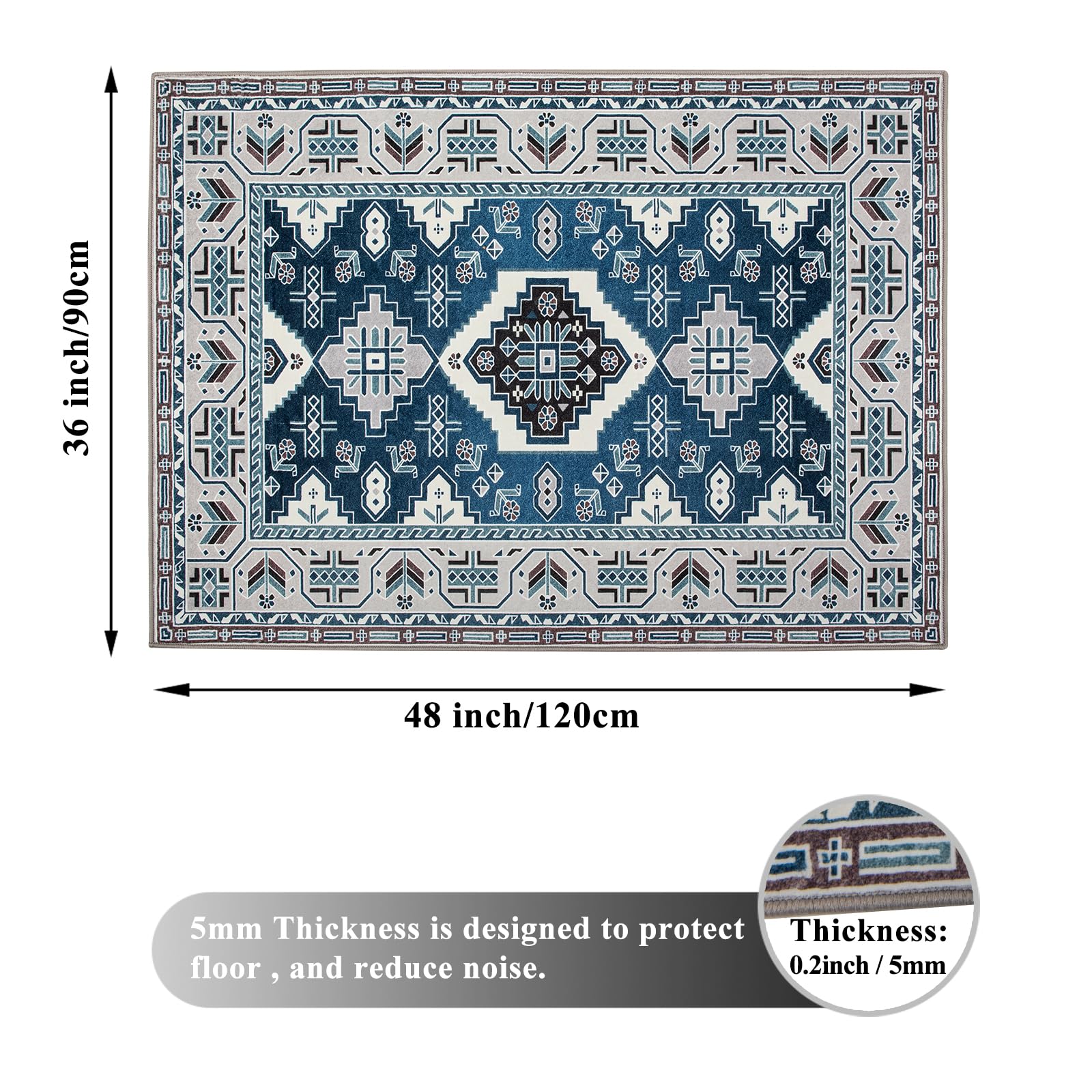 Tapis De Chaise Honorstar 90x120cm - Antidérapant - Protection Sol - Silencieux - Multicolore