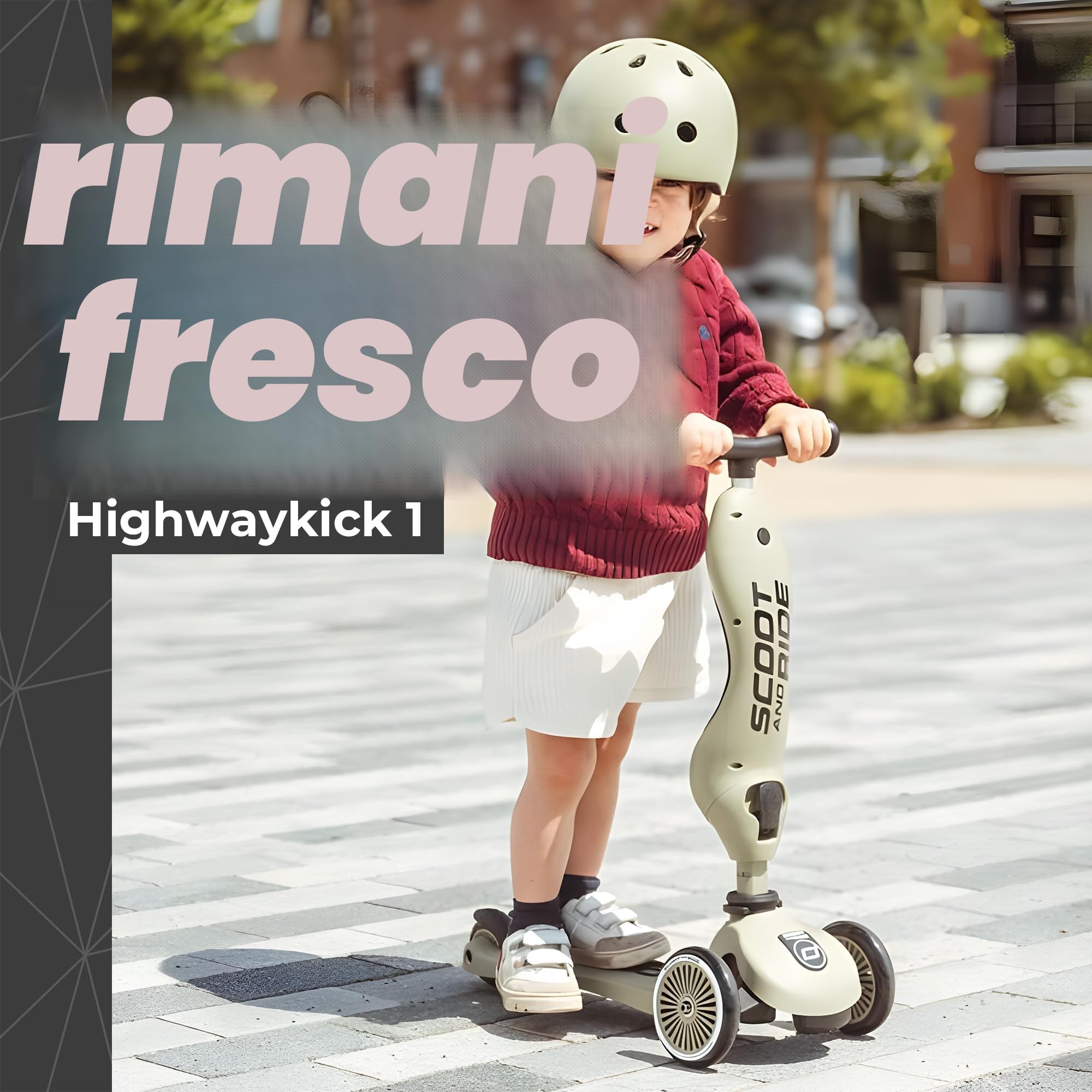 Scoot & Ride Highwaykick - Monopattino per bambini 1-2 in 1 con sedile, regolabile in altezza, a partire da 1 anno, bici e kickboard, struttura stabile con cuscinetto di sicurezza, per statura di 82