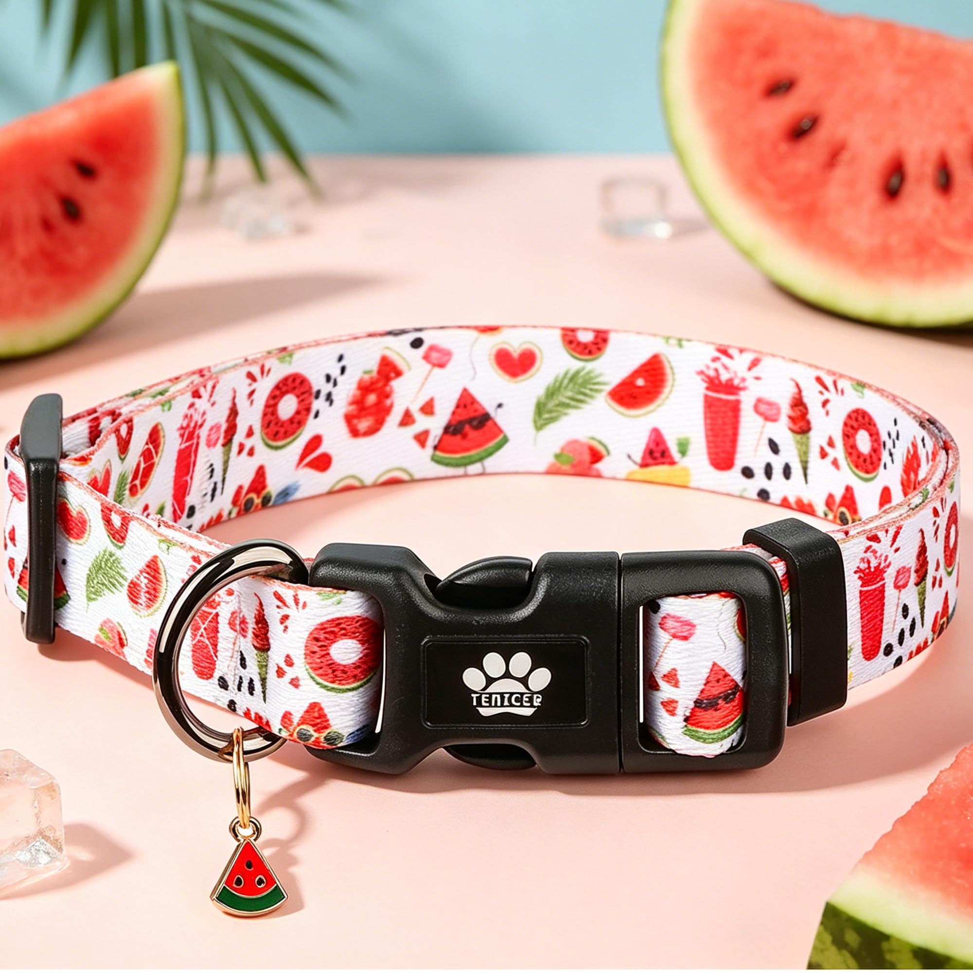 Collar de verano para perros pequeños, medianos y grandes, lindos collares de sandía para cachorros, para niños y niñas, para fiesta en la piscina, picnic, senderismo, caminar, actividades al