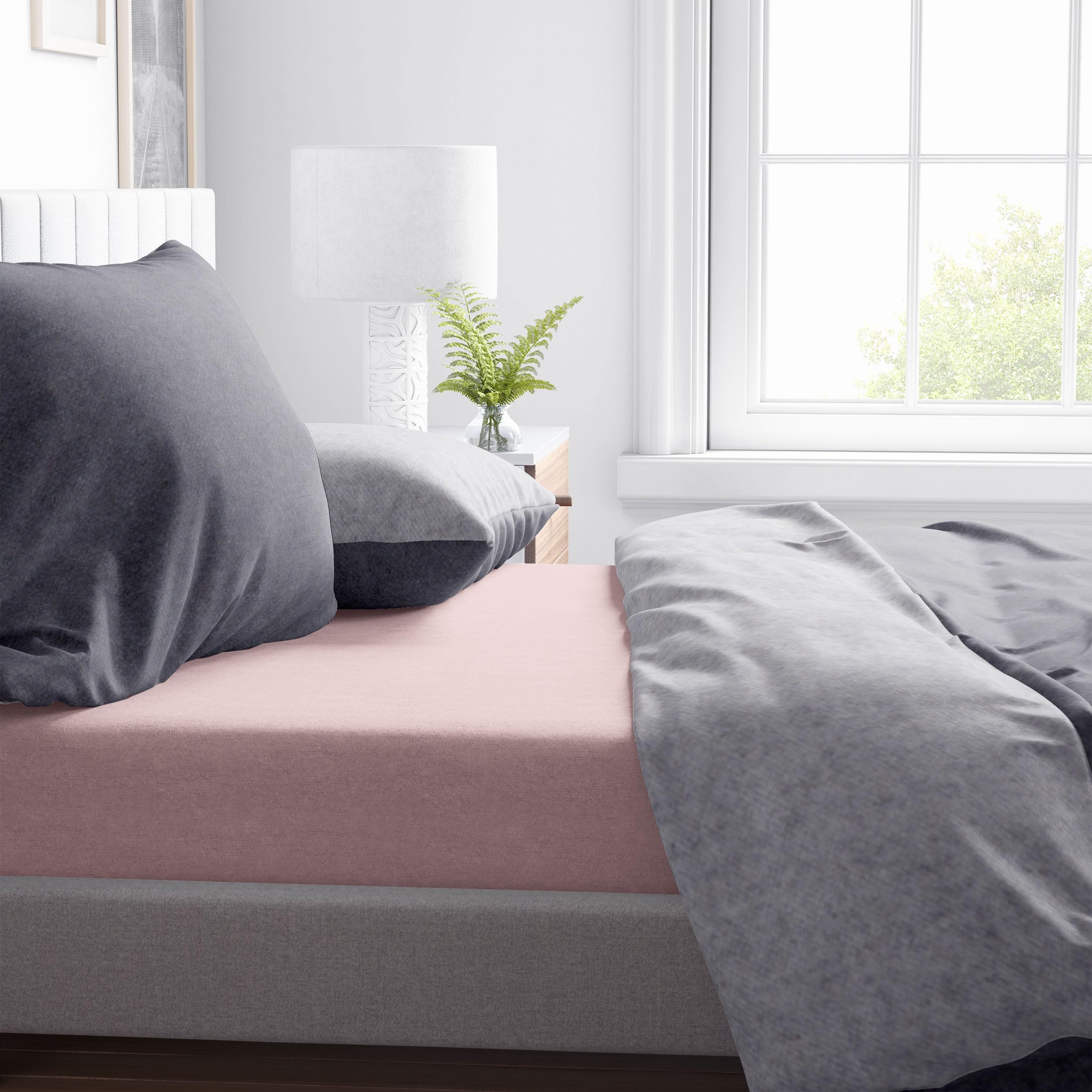 sleepling Dik flanellen hoeslaken, flanel, Made in Germany, 100% katoen, elastiek rondom, matrassen tot 23 cm hoog, elastiek rondom, Oeko-Tex, wasbaar tot 60 graden, 160 x 200, roze