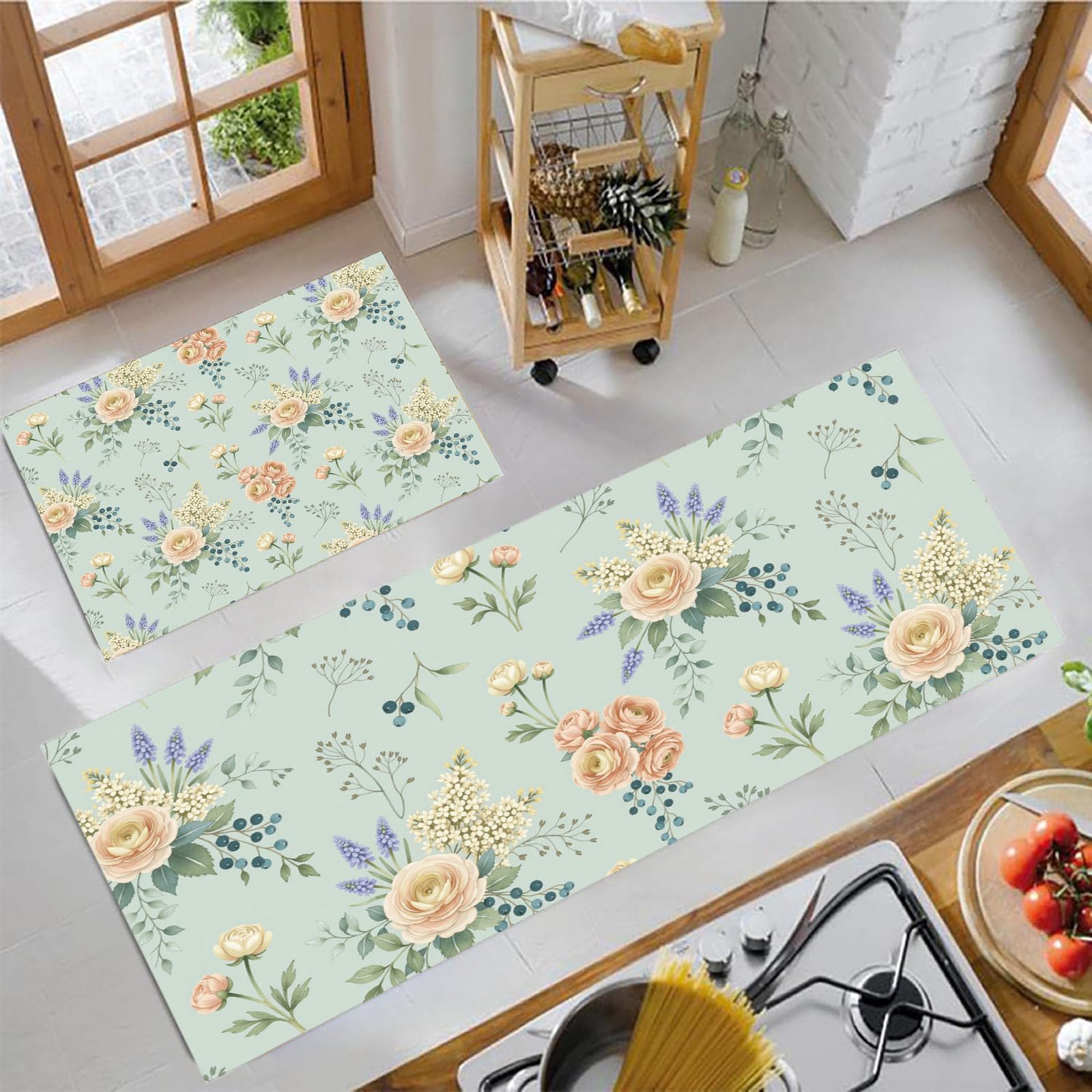 Alfombras plantas campestres y tapetes de cocina acolchados para pasillo