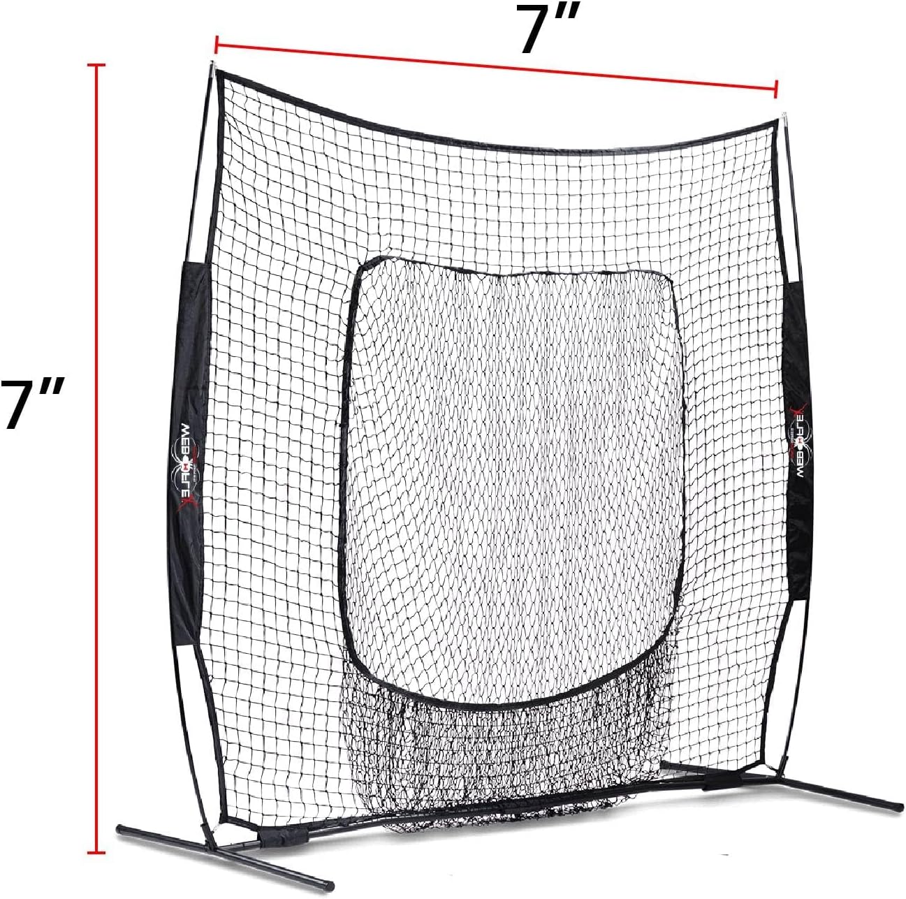 Web Flex® Spider Series Rebounder 3’×3’ & Baseball Softball Sock Net 7’x7’ Bundle | Adjustable Pitch Back Net + Heavy-Duty Hitting Net for Fielding, Throwing & Batting Practice, Portable & Easy Setup