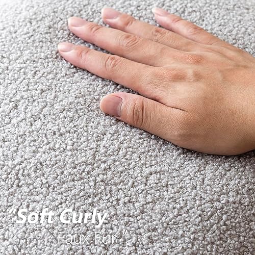 Miniatura 2 de Foindtower Paquete de 2 fundas de almohada decorativas de piel sintética rizada con cremallera, funda de cojín de felpa suave y acogedora para el