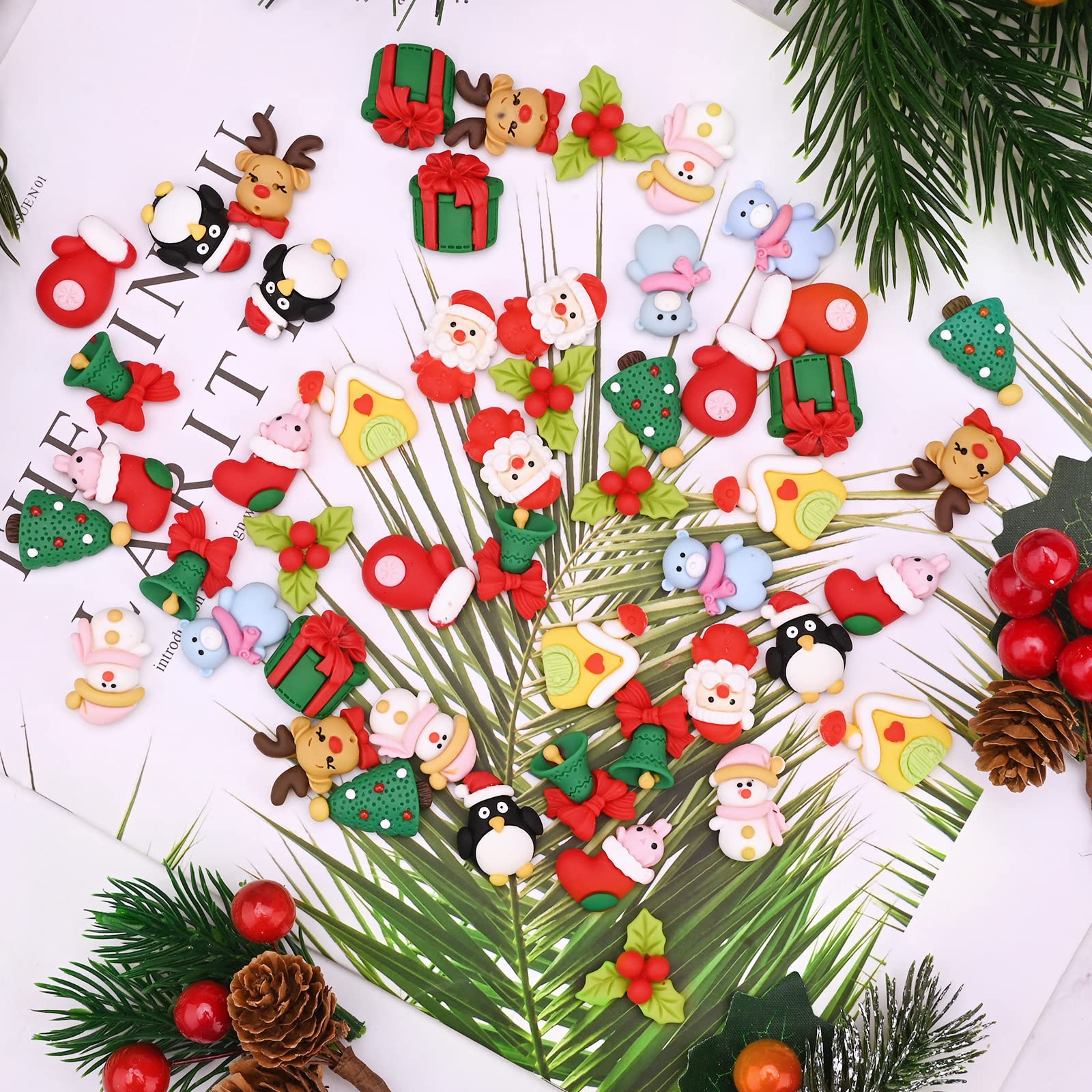 50 Figurines Noël En Résine - Père Noël, Sapins, Bonhommes | Décoration Miniature Pour DIY Et Scrapbooking