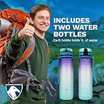 Survivor Filter 1L Bouteille d'eau de sport - Marquages temporels - Violet misty - Sans BPA - 2-Pack