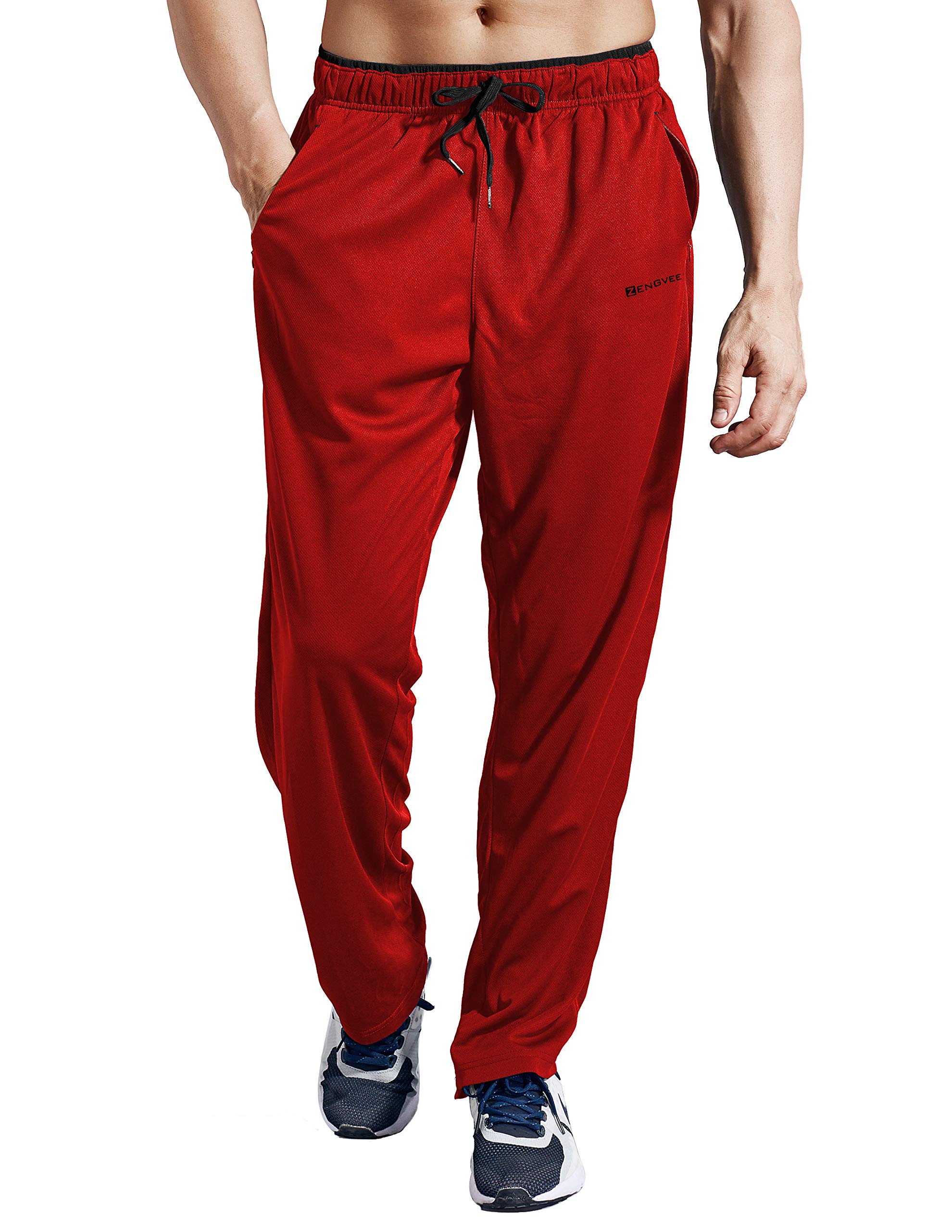 Zengvee Mens Sweatpants With Zipper Pockets Open Bottom Athletic