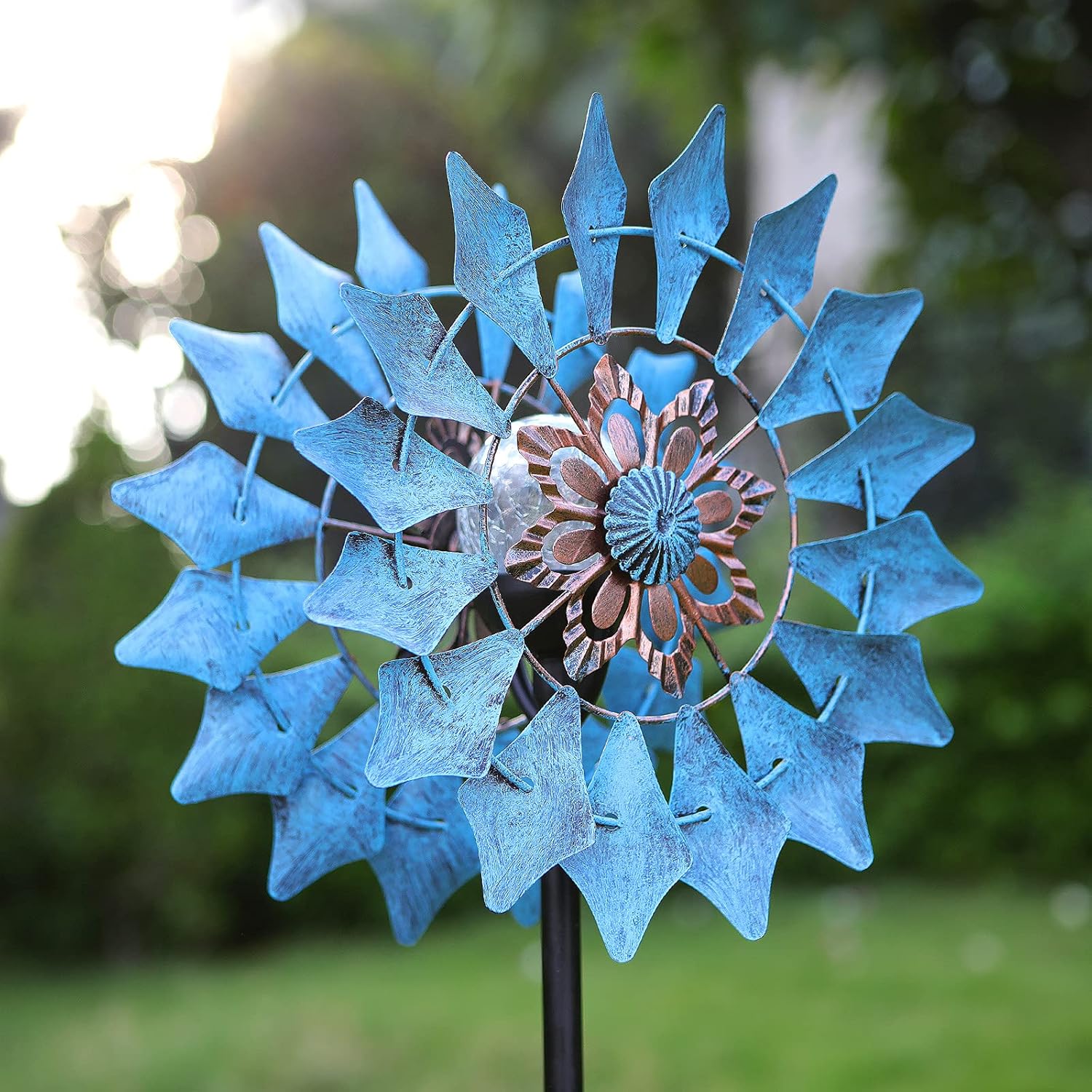 Solar Wind Spinner Azure 360 Degrees Rotate with Multicolor