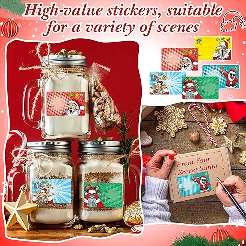 Vista 62 de Outus 500 etiquetas de Navidad, etiquetas autoadhesivas de regalo para regalos de Navidad, etiquetas de nombre de Navidad, etiquetas para papel