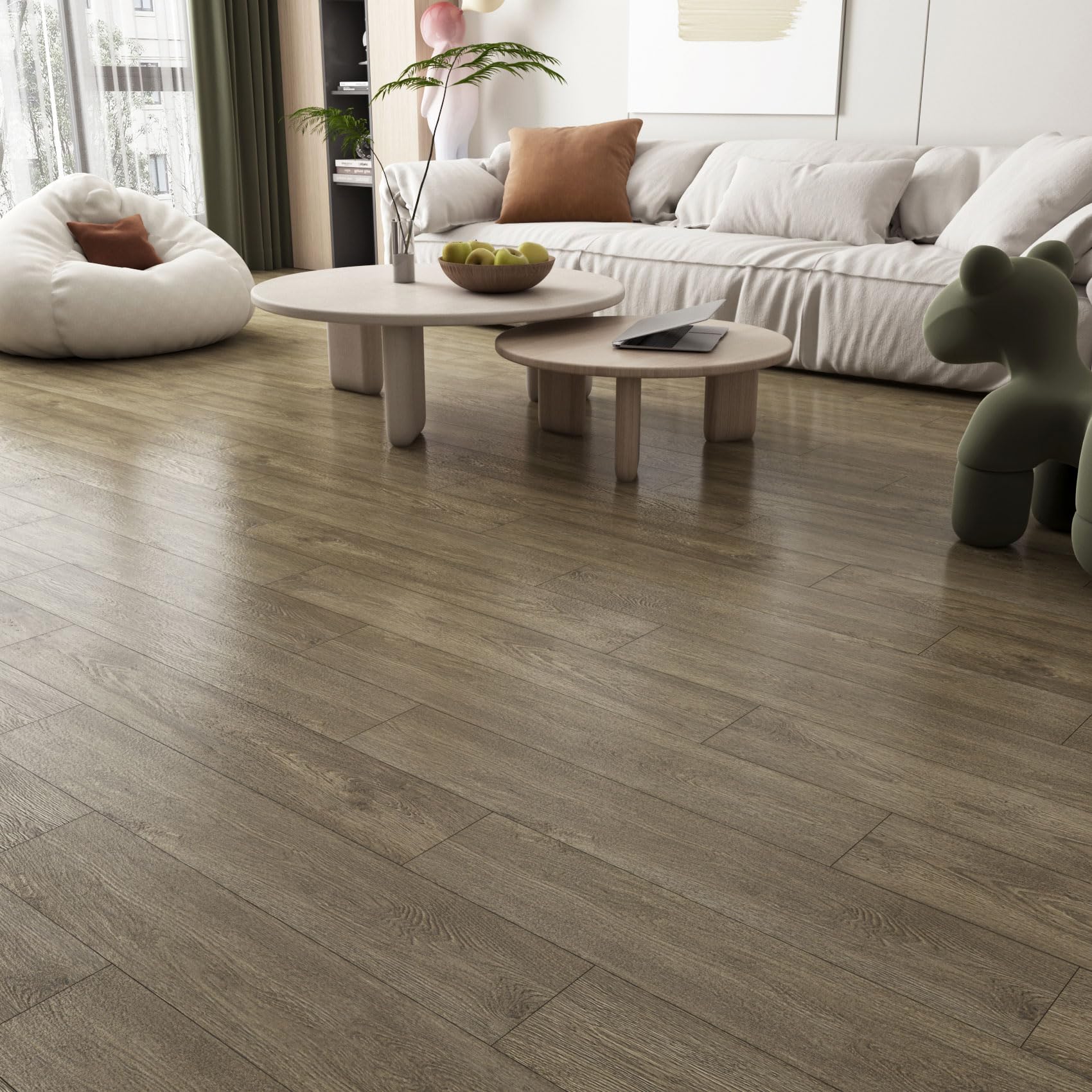 Yenhome 35 Pièces Dalle Sol Vinyle Adhésive Imitation Bois Autocollant Carrelage Salle de Bain Marron 30x30cm Dalle PVC Adhesive Sol Bois Marron pour Salle de Séjour Antidérapant Imperméable