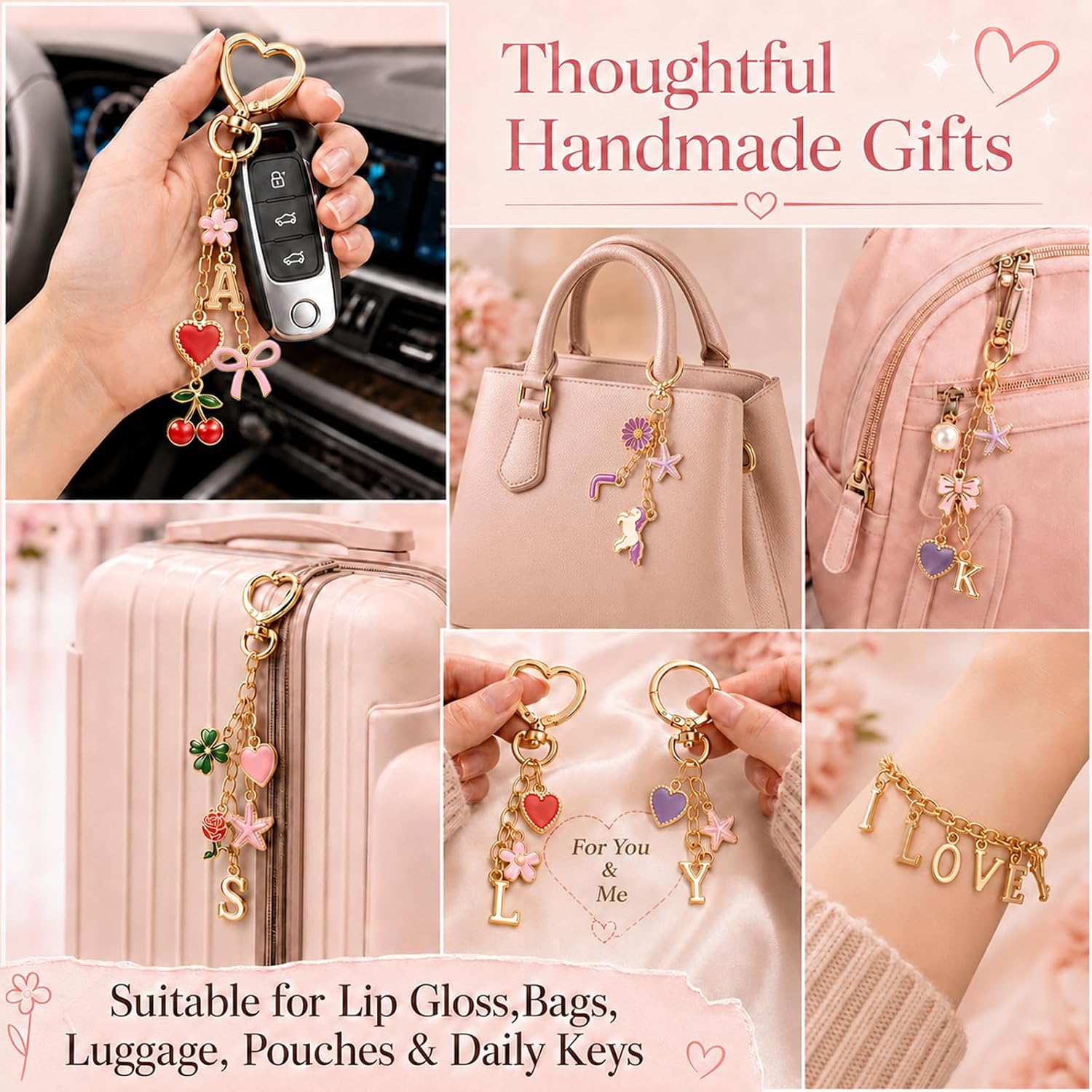 Hysagtek 450 Pcs Lip Gloss Charms Keychain Kit