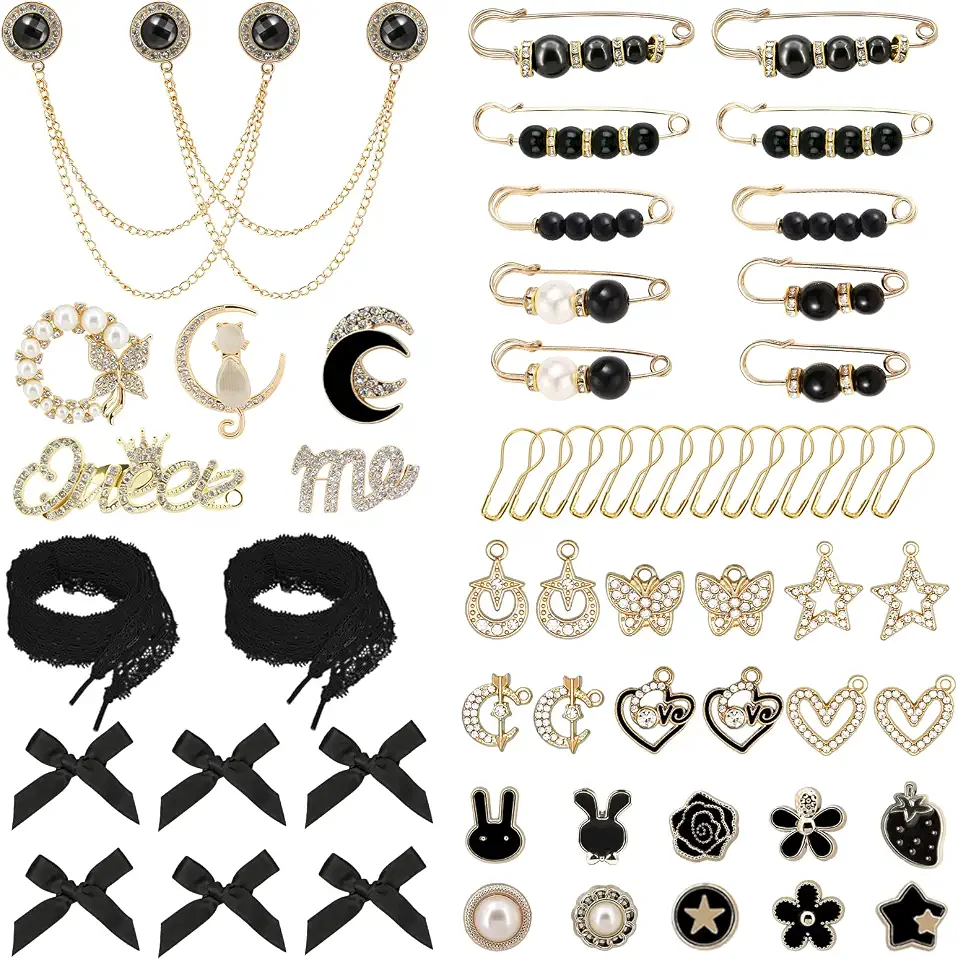 YLOKO Junk Socks Charms Kit, Gold Brooches and Pins for Women