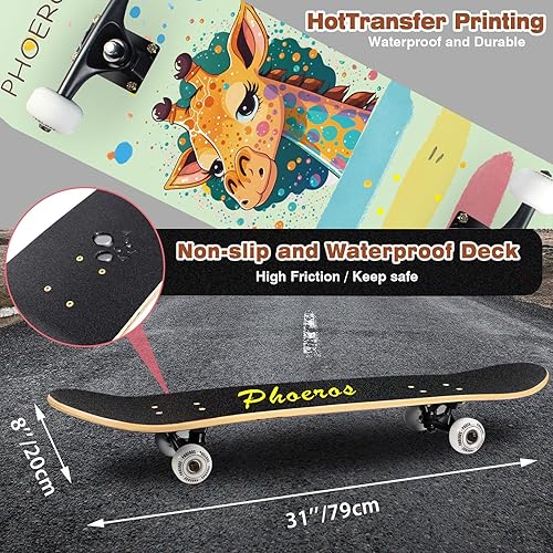 Miniatura 3 de Patinetas completas de bricolaje, patinetas estándar para principiantes, niños, niñas y adolescentes, 31 x 8 pulgadas, tabla de patinaje canadiense