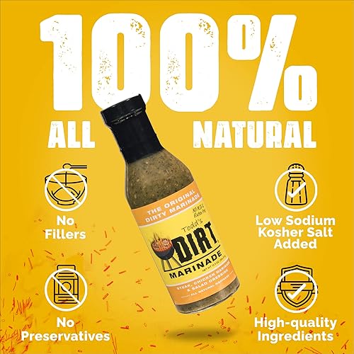 Miniatura 3 de Todd's DIRT - Paquete de 4 botellas de adobo original de 12.50 onzas, filete, cerdo, pescado y pollo, marinado gourmet que es ideal en todo, 100%