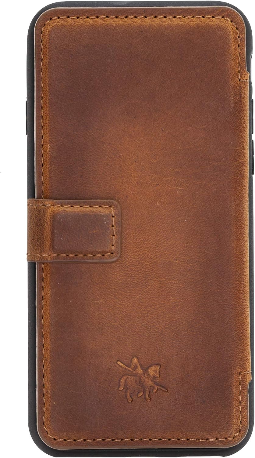 Venito Verona Leather Slim Wallet Case Compatible with New iPhone SE 2020 - SE 2022 and iPhone 8/7 - Snap On Flip Back Cover - RFID Protection (Antique Brown)