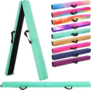 6FT/9FT Folding Balance Beam for Kids ages 3-15- Foldable Gymnastics Floor Beam,Anti-Slip ,Carrying Bag, Faux Suede Covered,EVA foam,Gymnastics Equipment for Kids Training At Home,School,Gym Center