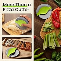 Vista 7 de Kitchy Pizza Cutter Wheel with Protective Blade Cover, Ergonomic Pizza Slicer (Green)