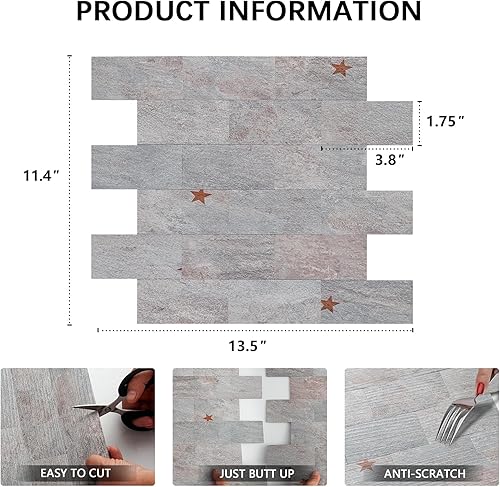 Miniatura 3 de 10 piezas de azulejos de PVC en espiga para despegar y pegar en la que se aplican azulejos de pared autoadhesivos para cocinas y baños.