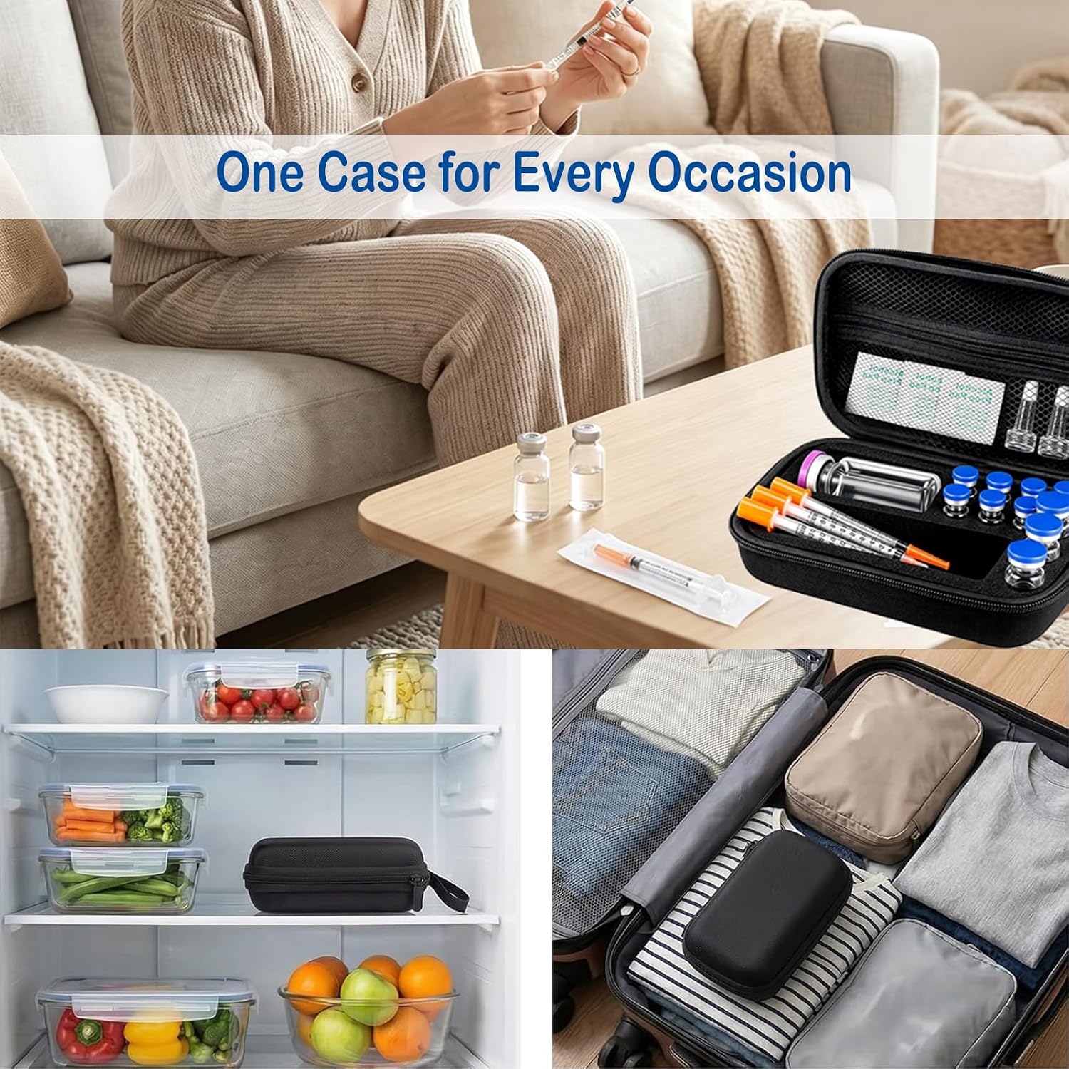 Peptide Case for Travel & Fridge, BAC Water Insulin Vial Holder Storage