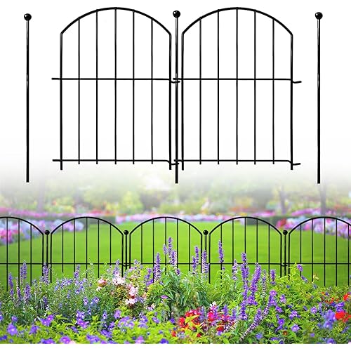 Decorative Garden Fence 17in(H)x13in(W), 26 Pack Rustproof Metal No Dig Fence Animal Barrier for Dog, Arched Flower Bed Edging Ornamental Wire Border Panel Fencing for Yard Patio Outdoor Decor