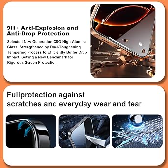 360 4 Way Privacy Screen Protector for iPhone 17 Pro Max [2 Pack], Anti-Spy Tempered Glass, 9H Hardness Shatterproof, 3D Curved Edges, Case-Friendly, Bubble-Free Easy Installation