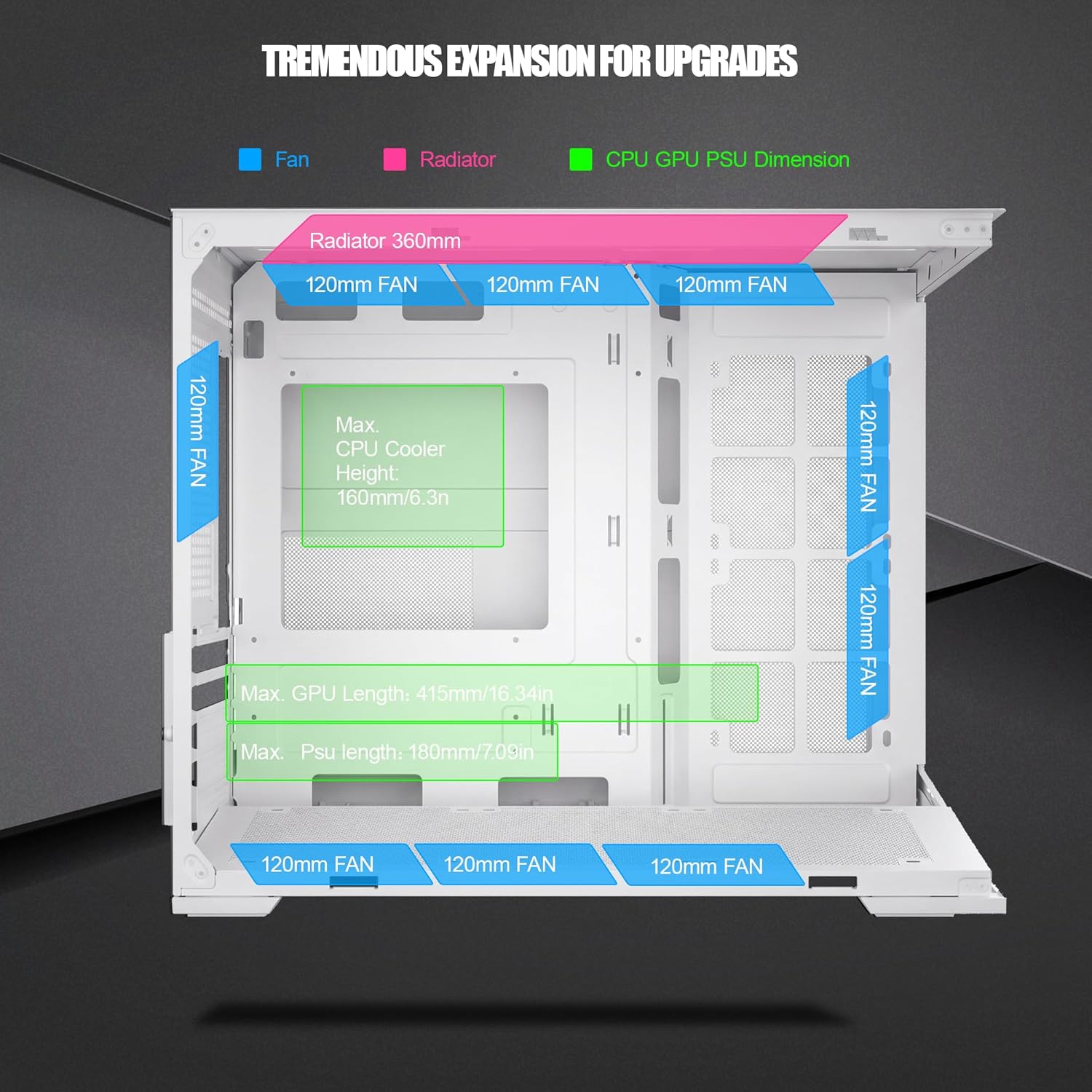 ESGAMING Zero M- ATX PC Case Mini-Tower Airflow Computer Case | 8° Slanted Base | Panoramic View | Fully Ventilated | White-No Fan