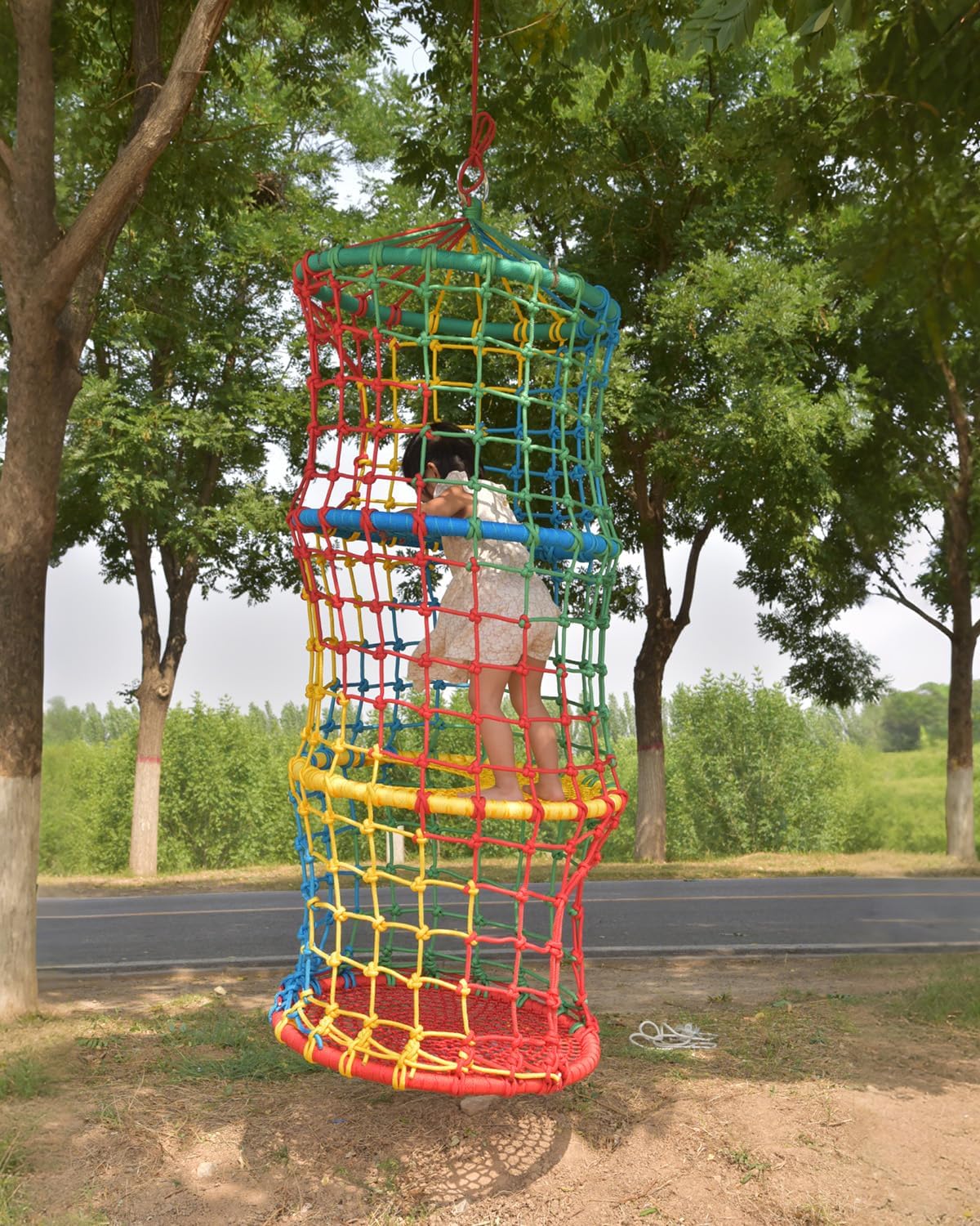 Saucer Tree Swing for Kids Climbing Rope Ladder for Children Rock Climbing Holds Suspension Indoor and Outdoor Balance Coordination Training Equipmen(3 Tier)