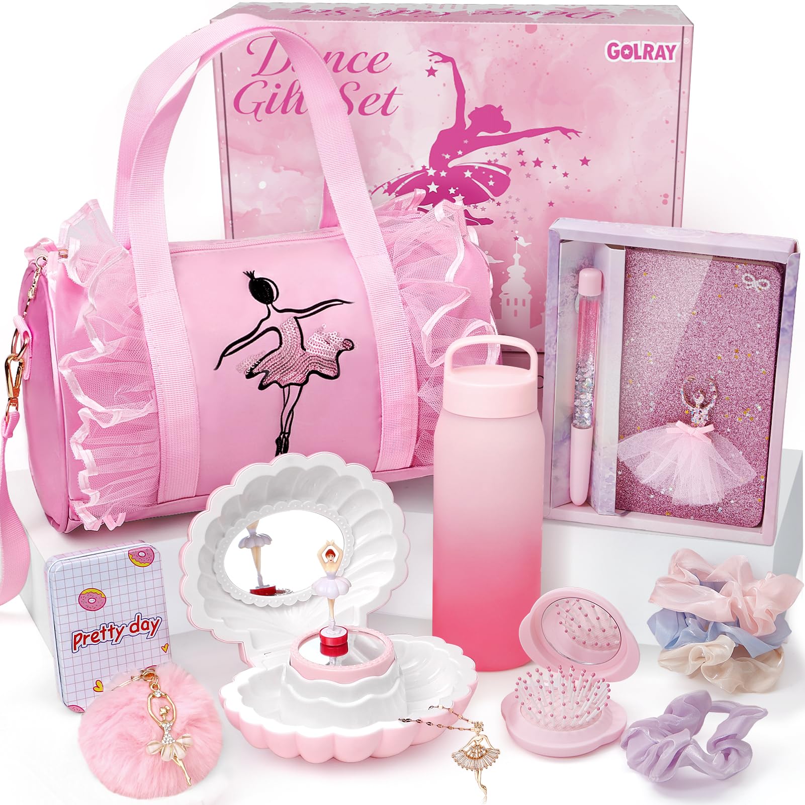 Toyssa Sac de Sport pour Fille 5-12 Ans Boîte à Musique Carnet Secret Bouteille d'Eau Collier Porte-Clés
