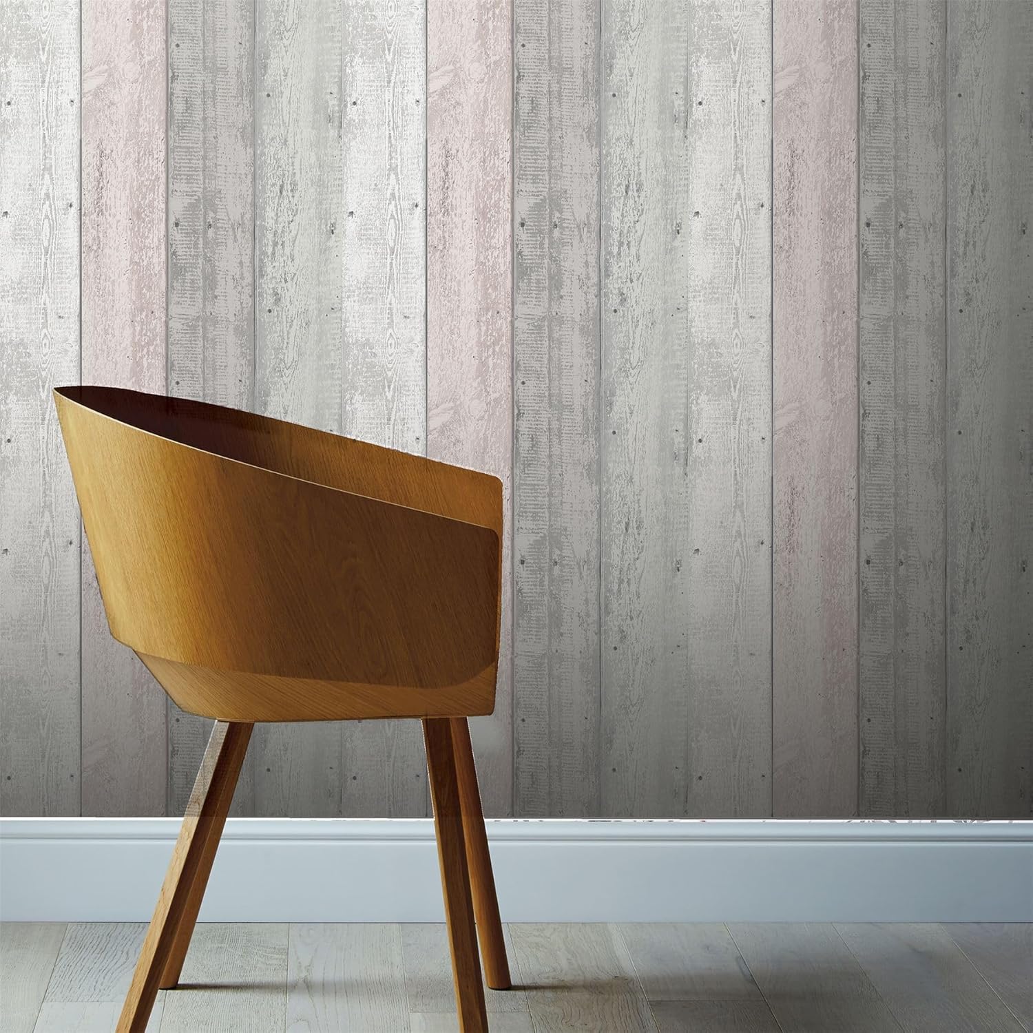 Painted Wood Panel Effect Grey Blush Wallpaper Grain Rustic Realistic arthouse