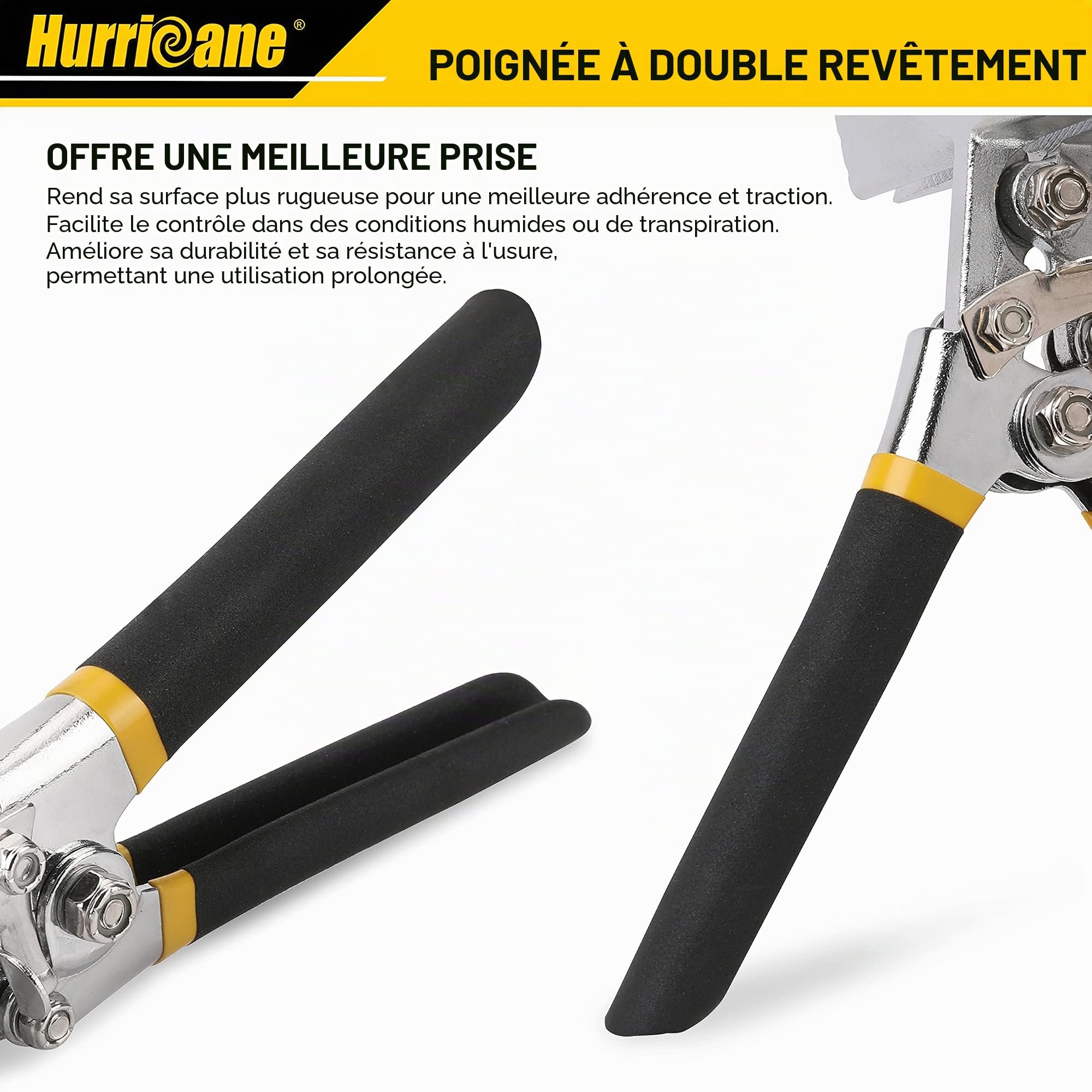 HURRICANE Pince à plier la tôle, 15 cm, mâchoires droites, pour aplatir et plier les métaux, poignée double couche rembourrée