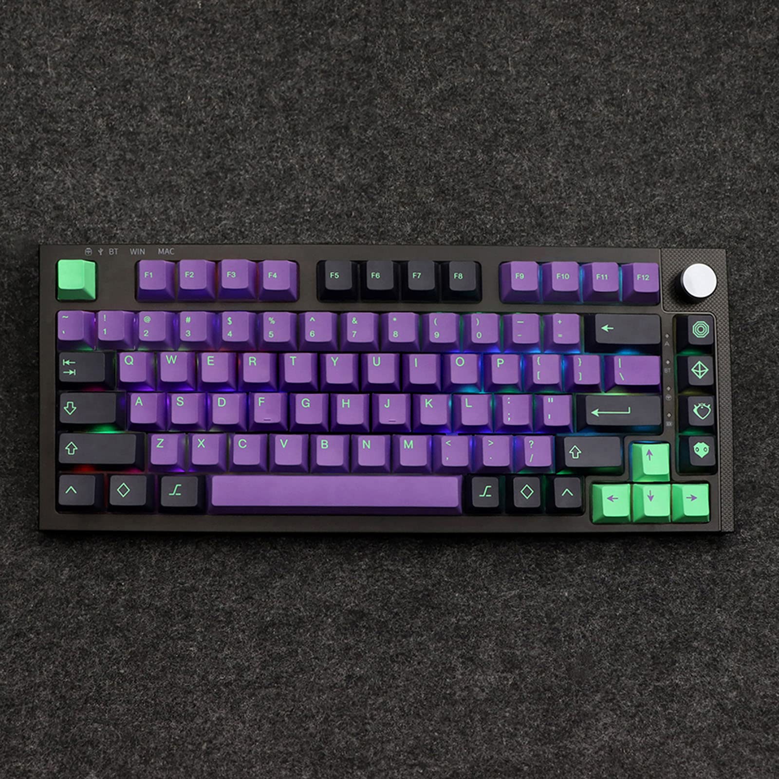 Lot de 135 touches Cherry Profile en PBT DYE-SUB EVA pour clavier mécanique GK61/64/68/84/980 - Touches violettes en PBT - 135 touches Cherry Profile DYE SUB personnalisées EVA MX