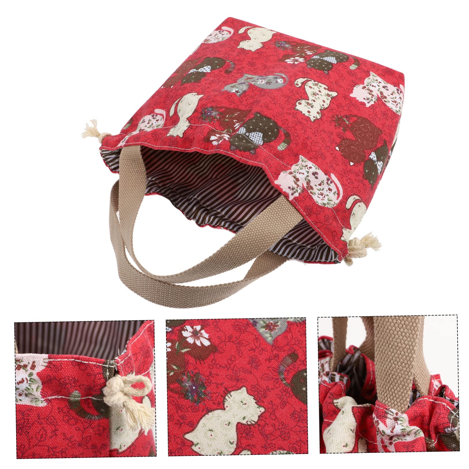 Alipis Caja De 3 Piezas bolsa de almuerzo bolsa de lona lindo bolso de mano lindo bolso de lona bolsas de pícnic bolsas termicas lancheira de almuerzo bolsa del almuerzo lienzo rojo