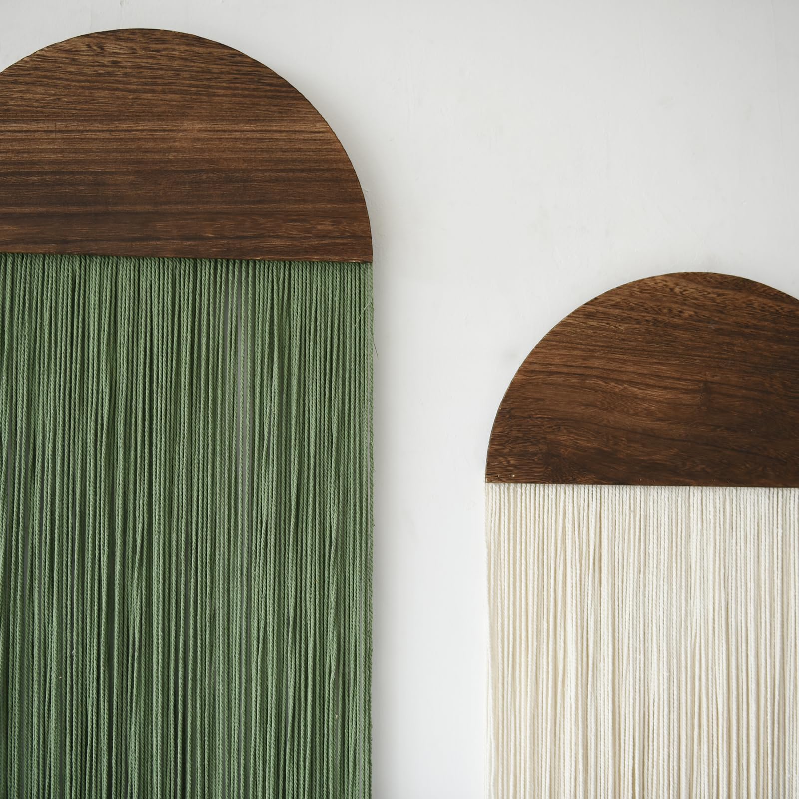 2 Pcs Macrame Wall Hanging Boho Decor Wall Tapestry Handmade Round Tassel 13.7" W x 51" L for Living Room Bedroom Headboard Decor